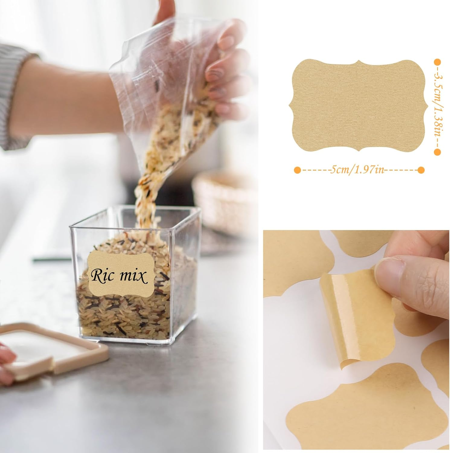 Hianjoo 20 Pieces 400 Adhesive Labels, Kraft Paper Stickers Sale Price Sticker Seal Stickers Packaging Labels Removable Spice Label for Mason Jar Glass Bottle Envelopes Packing Bags Gifts Home Office image number 3