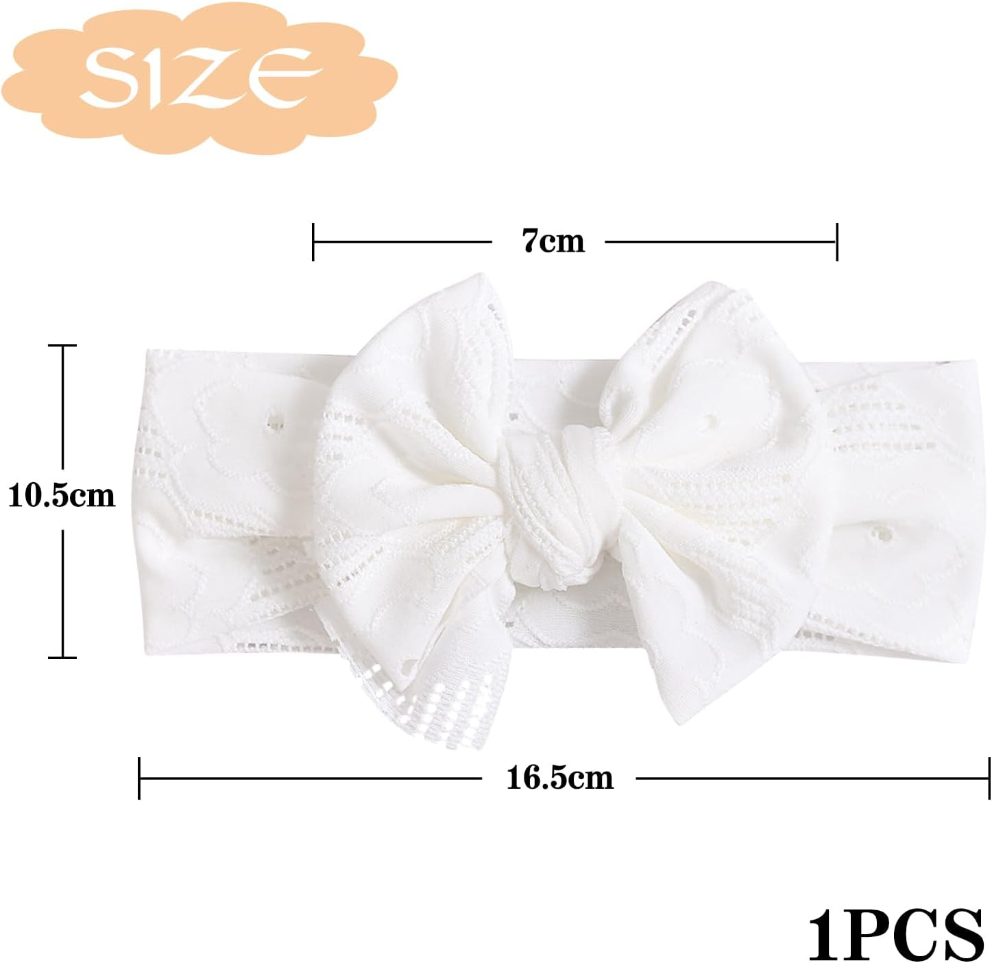 Baby Girls Headbands White Stretchy Knitted Bow with Wide Edge Newborn Toddler Hair Bands and Bows Kids Hair Accessories Soft image number 1