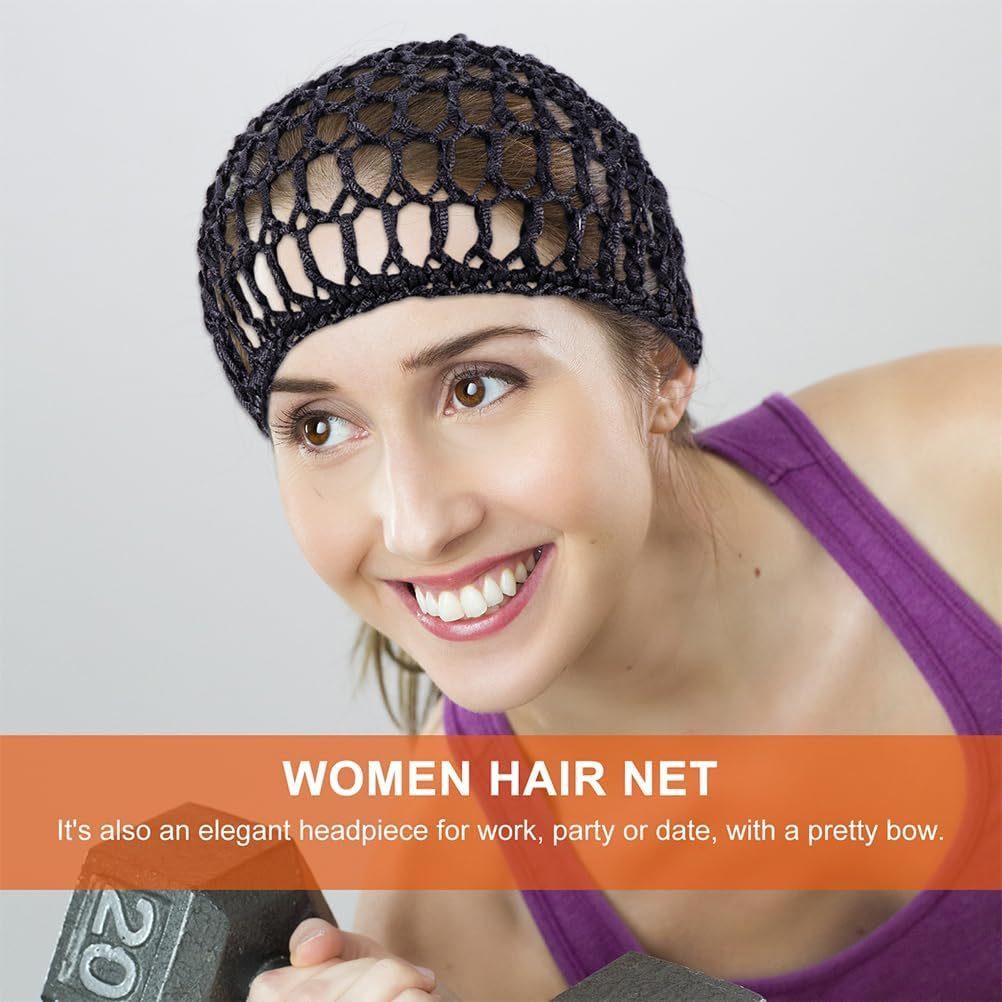 CALLARON Pack of 5 Crochet Hair Net Handmade Net Sleeping Hat Women'S Hats Crochet Hair Net Hair Accessories Hair Knitting Beanie Slap Hat Crochet Hats Hair Clip Hair Accessory for Women, Colourful, image number 2