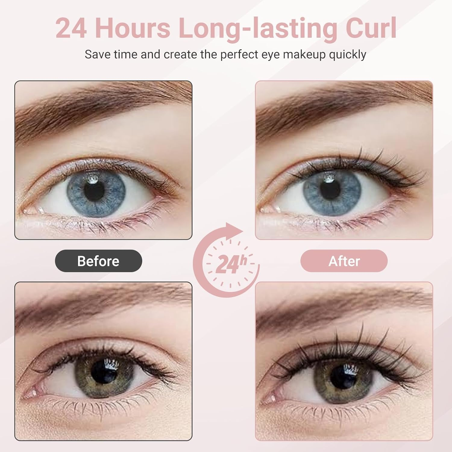 TOP G Heated Eyelash Curlers Type-C USB Rechargeable with Comb Electric Heated Lash Curler 8S Fast Heating 24Hr Long Lasting Lash Lift 3 Modes and Sensing Heating Silicone(Pink) image number 1