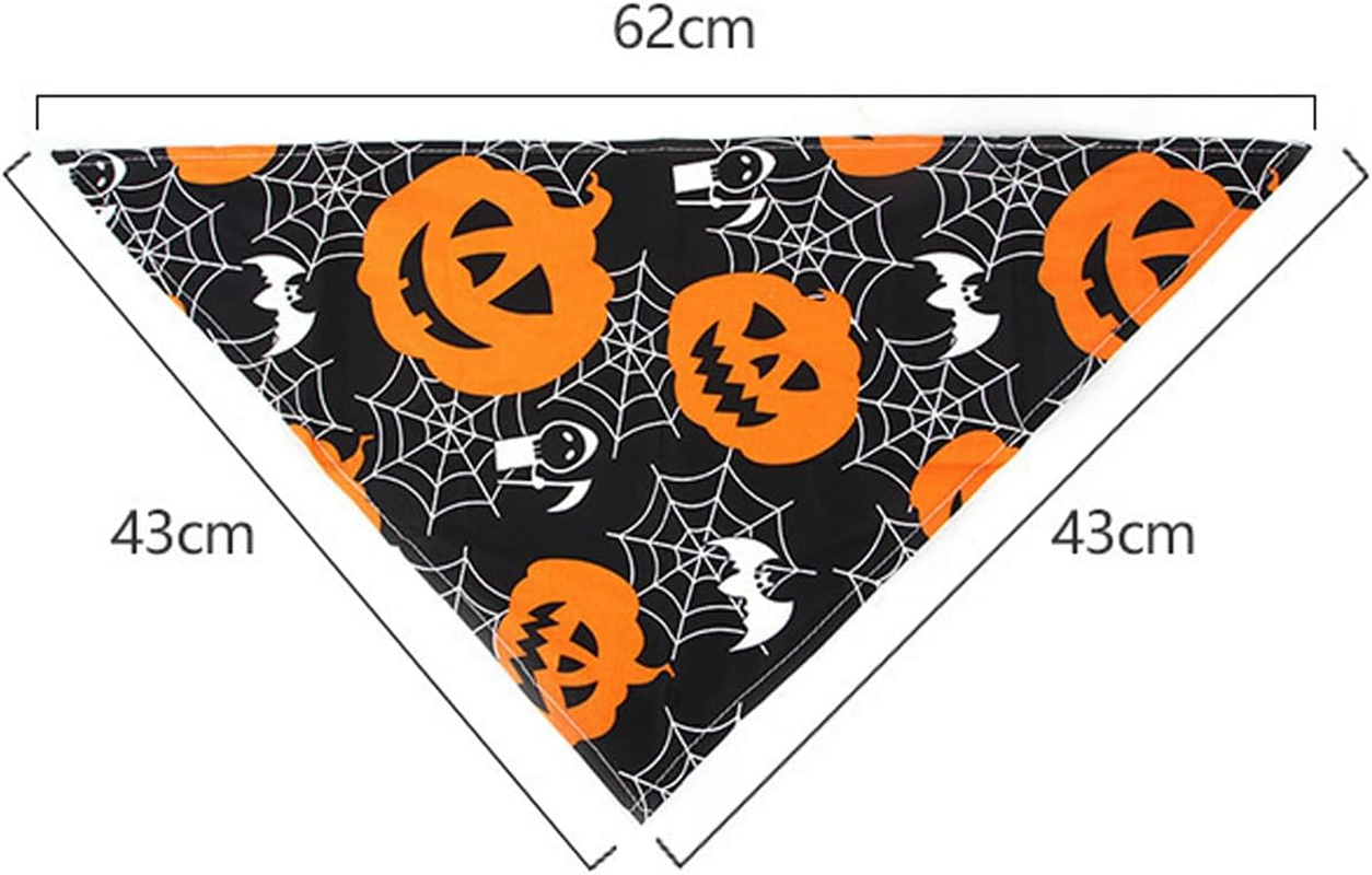 RTRTGS Pack of 3 Halloween Dog Scarf, Pet Scarf, Dog Scarf, Washable Triangular Dog Scarf, Ghost Pattern Pet Scarf for Halloween and Thanksgiving (M:65 X 42 X 42 Cm) image number 2