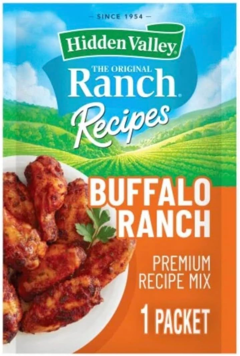 Hidden Valley Ranch Night Buffalo Ranch Premium Seasoning Mix Bundle, (4) Hidden Valley Ranch Night Buffalo Ranch Mix 1 Ounce Bundled with (1) Eselect Bag Clip