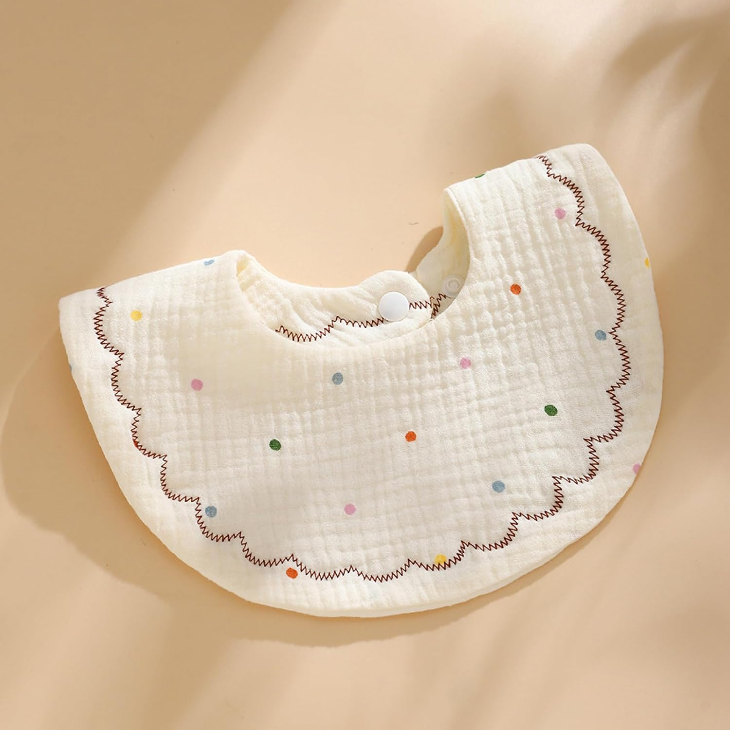 ZONEY 4 Pack Solid Muslin Baby Bibs, 6 Layer Baby Bandana Drool Bibs Absorbent Cotton Bibs for Unisex Boys Girls - Flower Rabbit image number 3