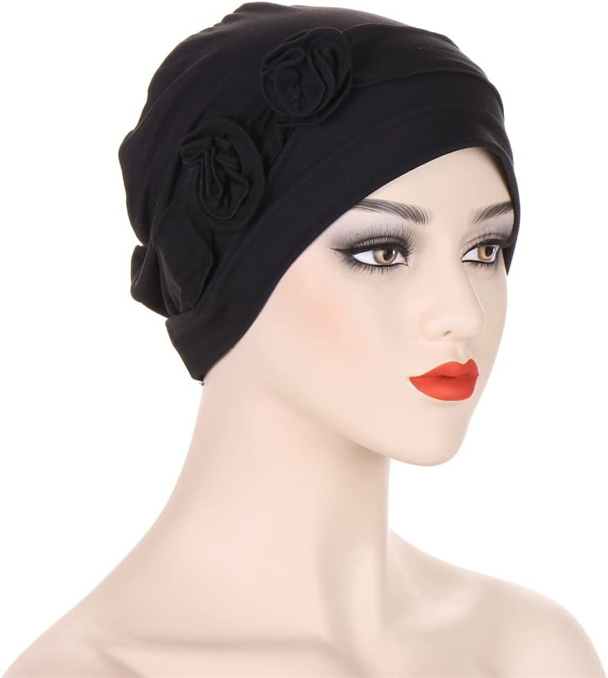YYAOJHAO Flower Turban Hats for Women - Pre Tied Twist Solid Hedwrap Caps Chemo Cancer Headwear Headscarf Hair Loss Cover - Coffee image number 6