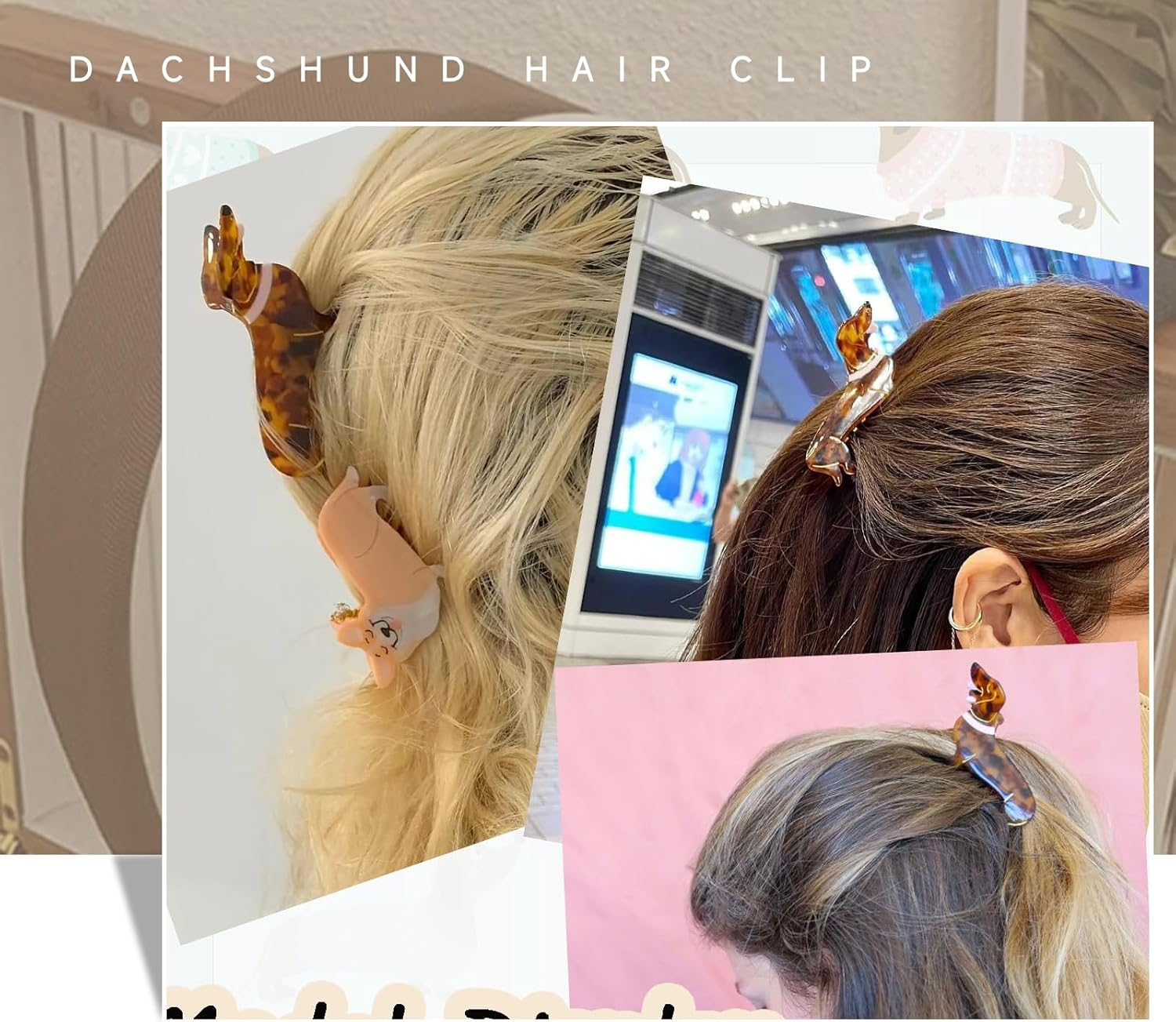 Cosmeria Dachshund Hair Clip for Women and Girls, Funny Volume Clip Made of High-Quality Acetate, Perfect Dog Hair Clip for All Occasions and Dachshund Lovers image number 4