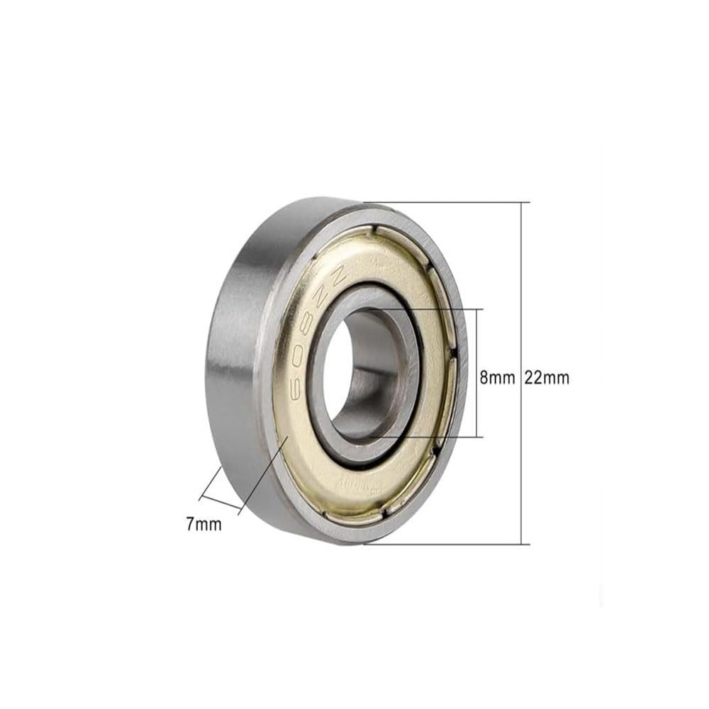 608 ZZ Ball Bearings 20 Pcs Metal Ball Bearings Double Shielded Miniature Groove Ball Bearings Carbon Steel Bearings for Skateboard Roller Inline Skates ﻿ image number 2