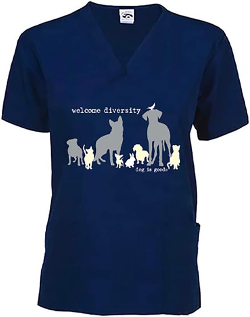 Dog Is Good Welcome Diversity Unisex Scrub Top - Great Dog Lovers