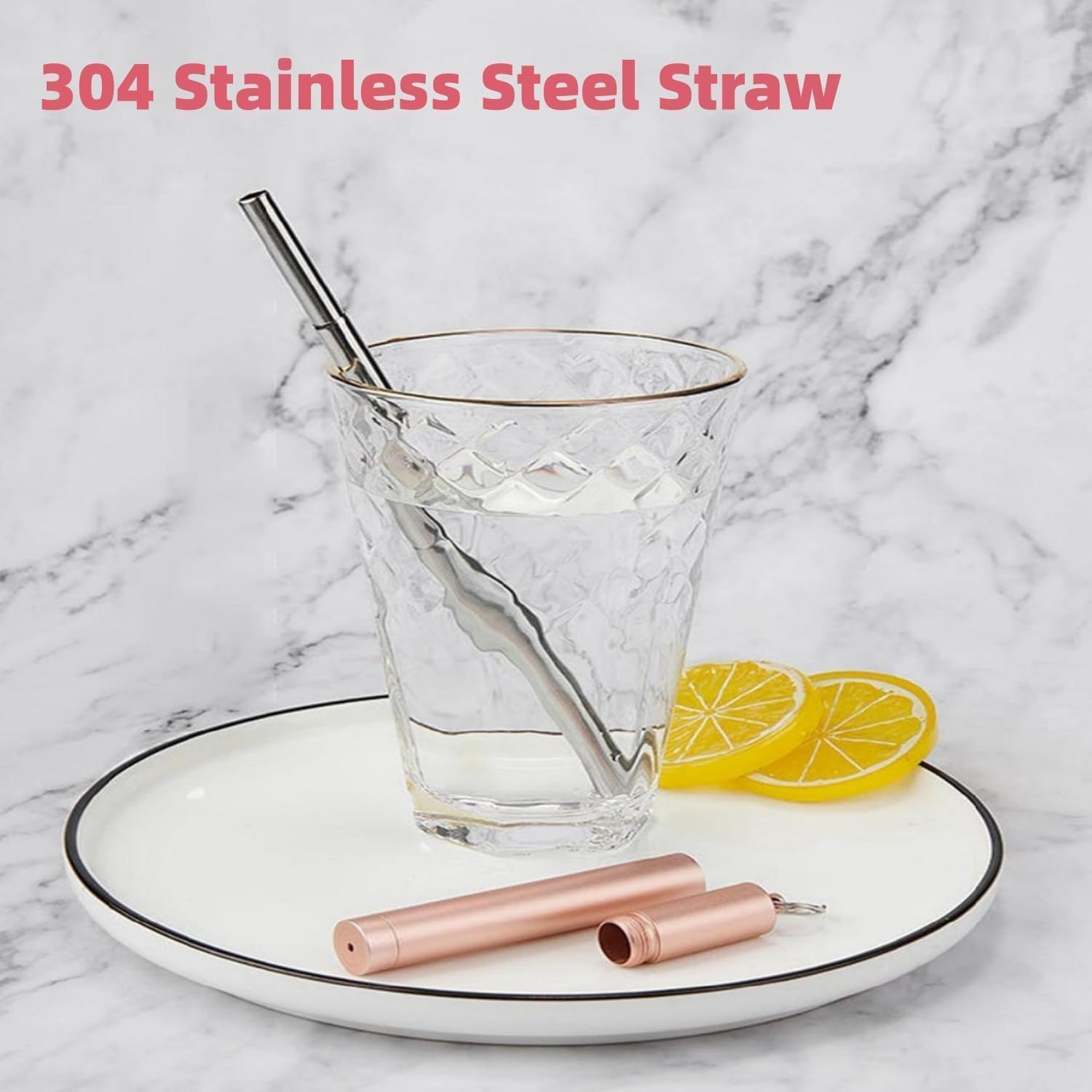 3Pack Reusable Telescopic Straw,Collapsible Stainless Steel Drinking Straws with Keychain, Bottle Opener and Cleaning Brush image number 3