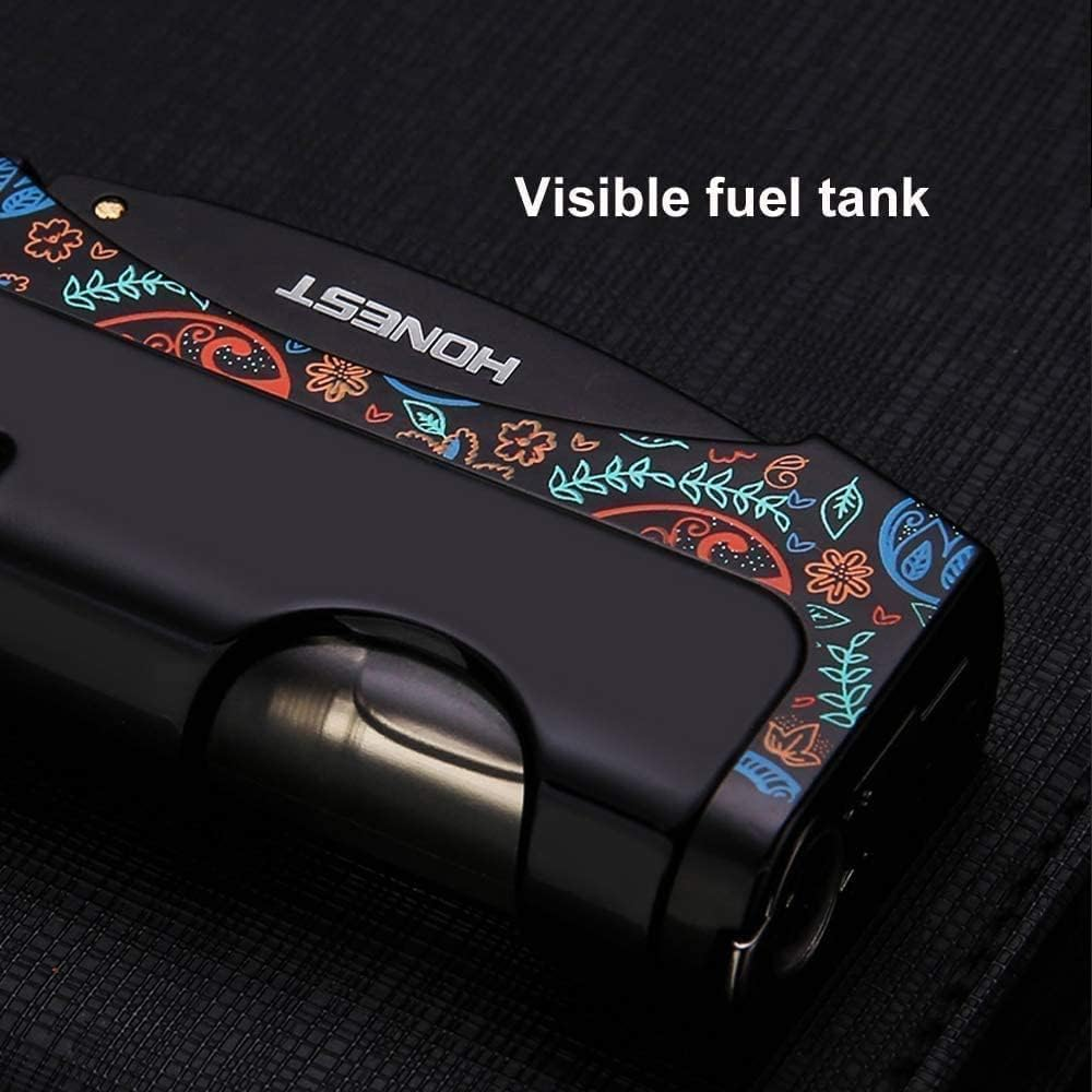 Pocket Torch Lighter, Adjustable Single Jet Blue Flame Butane Lighters Windproof Refillable Gas Lighters with Punch for Gift Grill Camping (Without Gas) image number 6