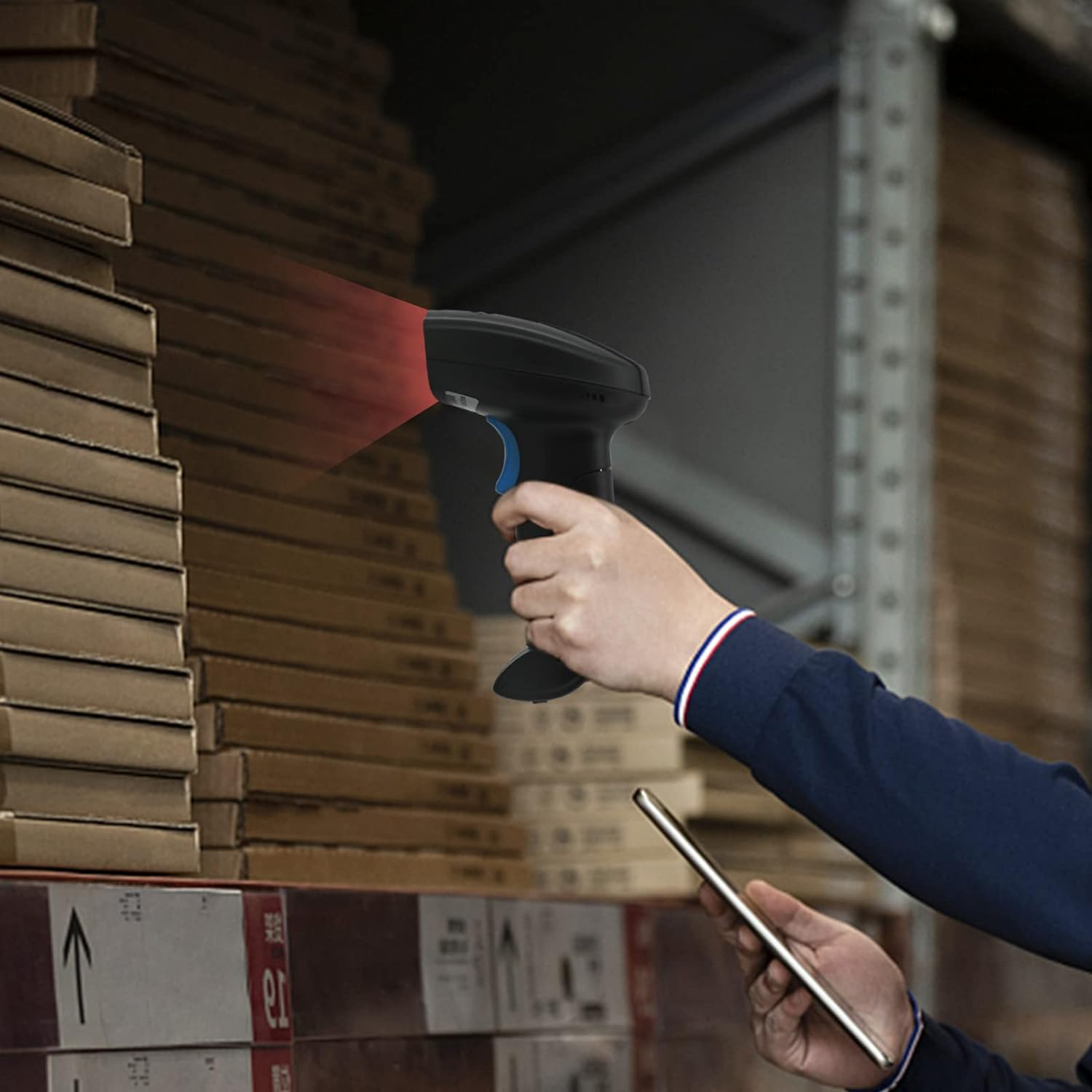 Wireless 1D Barcode Scanner, USB Barcode Reader, 300Scans/Sec, 32-Bit ARM Processor, 1.5M Anti-Shock, Handhold Laser Scanner for Supermarket, Convenience Store, Warehouse image number 2