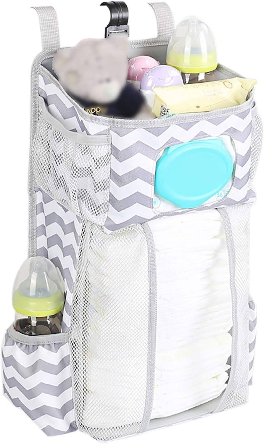 Generic Diaper Caddy, Diaper Organizer Caddy Organizer Gray White Wave Pattern Multifunctional for and Baby Wipes, Bottle image number 1