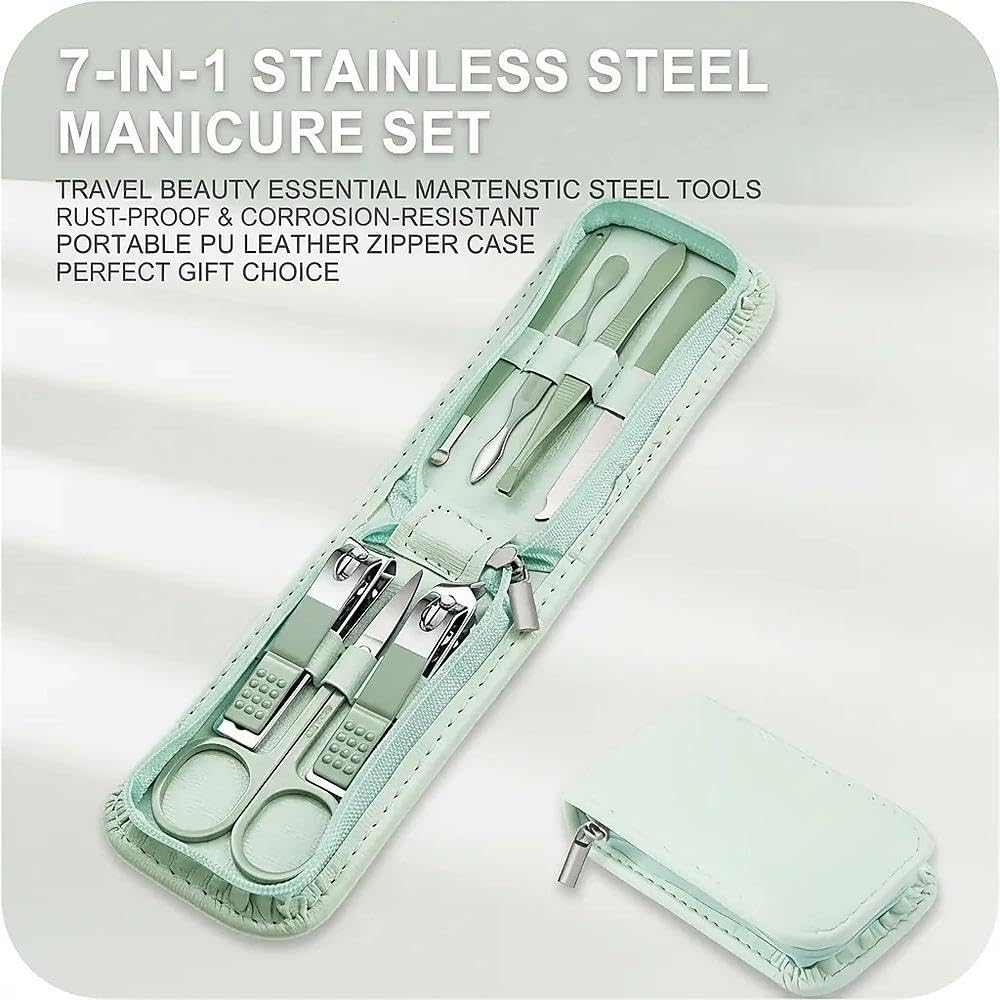 Kivano Manicure Set Nail Clippers Pedicure Kit -7 Pieces Stainless Steel Travel&lsquo;Nail Kit, Travel Essentials Purse Essentials Professional Grooming Kits, Manicure Kits with Zipper Portable Travel Pack image number 3