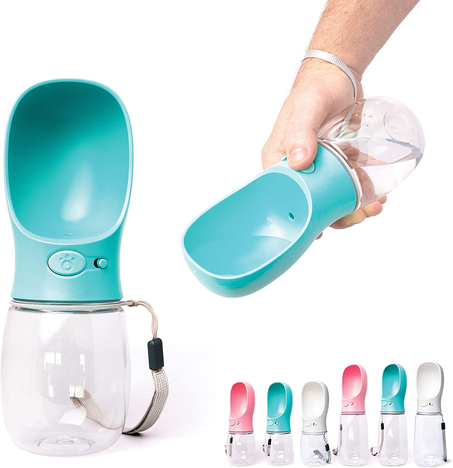 Zenify Pet Water Bottle for Dogs Drinking Waterer Feeder Bottles Portable Lead Leash Dispenser Accessory Puppy Drink Pets Alternative to Travel Dog Bowl Large (550Ml (M/L), Blue)