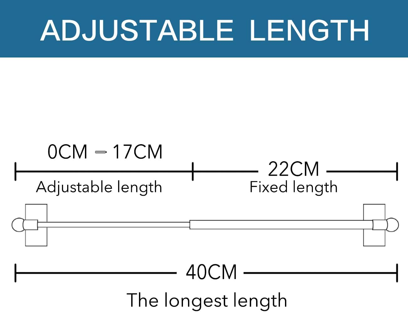 Magnetic Curtain Rod Attach to Steel Surfaces: Doors, Window Casings, File Cabinets, Tool Boxes, Refrigerators, Dishwashers, Washers, Length Adjusts 22-40Cm, White, 2 Sets image number 5