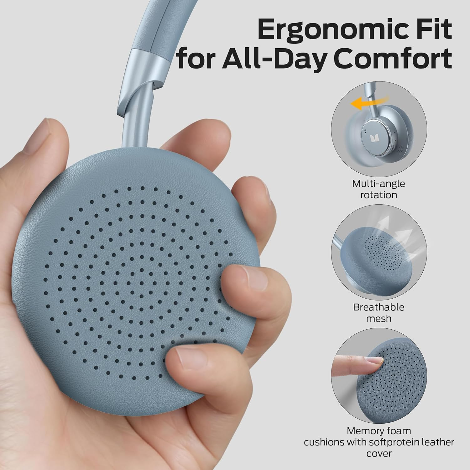 Monster N-Tune Mini 02 Wireless On-Ear Headphones - Bluetooth 6.0 Wireless Headset with Speed Charge, Comfortable & Lightweight Design, Hands-Free Calls (Blue) image number 4