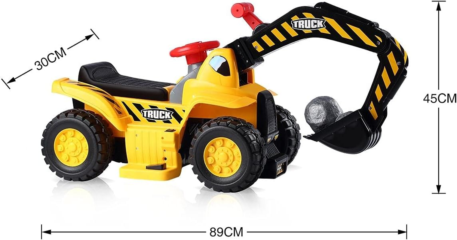 Kids Ride on Digger Electric Excavator Bulldozer Loader Car W/Toy Stones & Safety Helmet image number 4