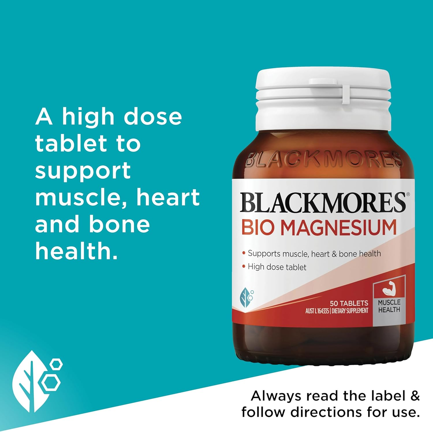 Blackmores Bio Magnesium | Supports Bone Health | Maintains Muscle Function & Nervous System Health | 50 Tablets image number 4