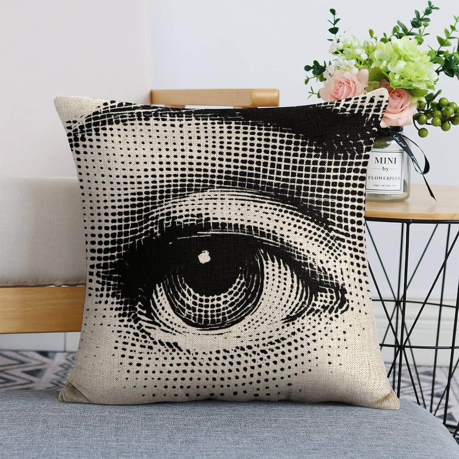 Lina Cavalieri Artificial Linen Throw Pillow Case, Decorative Cushion Cover Square Art Personalized Eye,Only Includes Pillowcase,18"X18"(45X45Cm),Style-2 image number 4