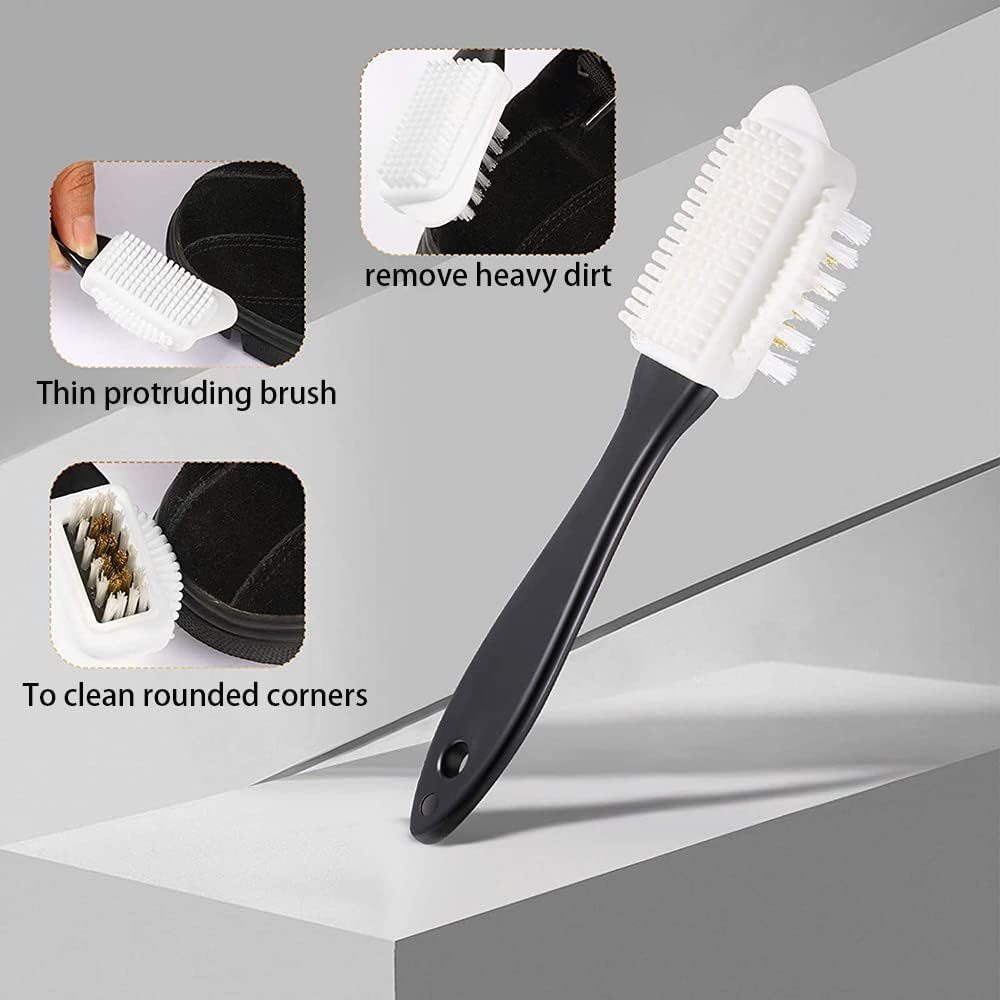 Suede Brush for Shoes, 4-Sided, Nubuck, PP Wire, Copper-Plated, TPR, Rubber Surfaces, Suede Leather Boots Shoes Cleaning image number 6