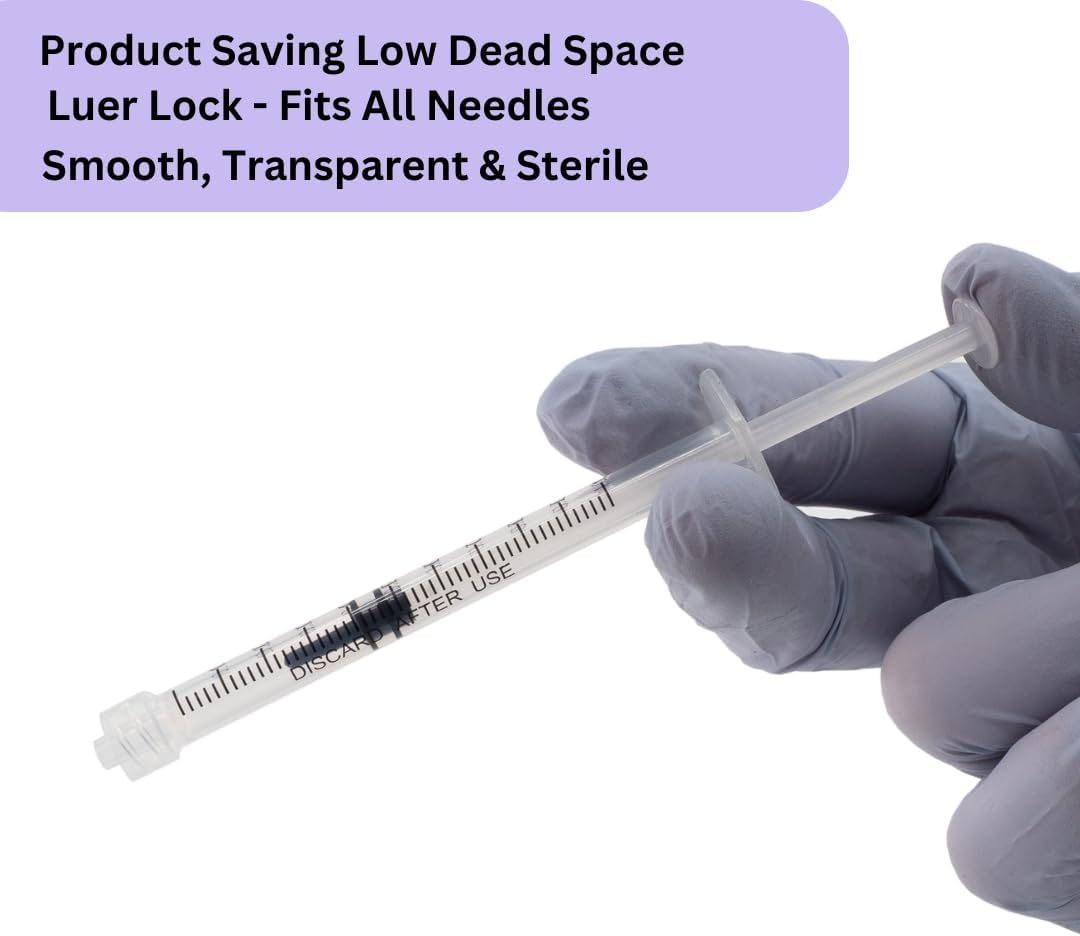 100 Pack 1Ml Syringe Low Dead Space Sterile Luer Lock without Needle image number 3