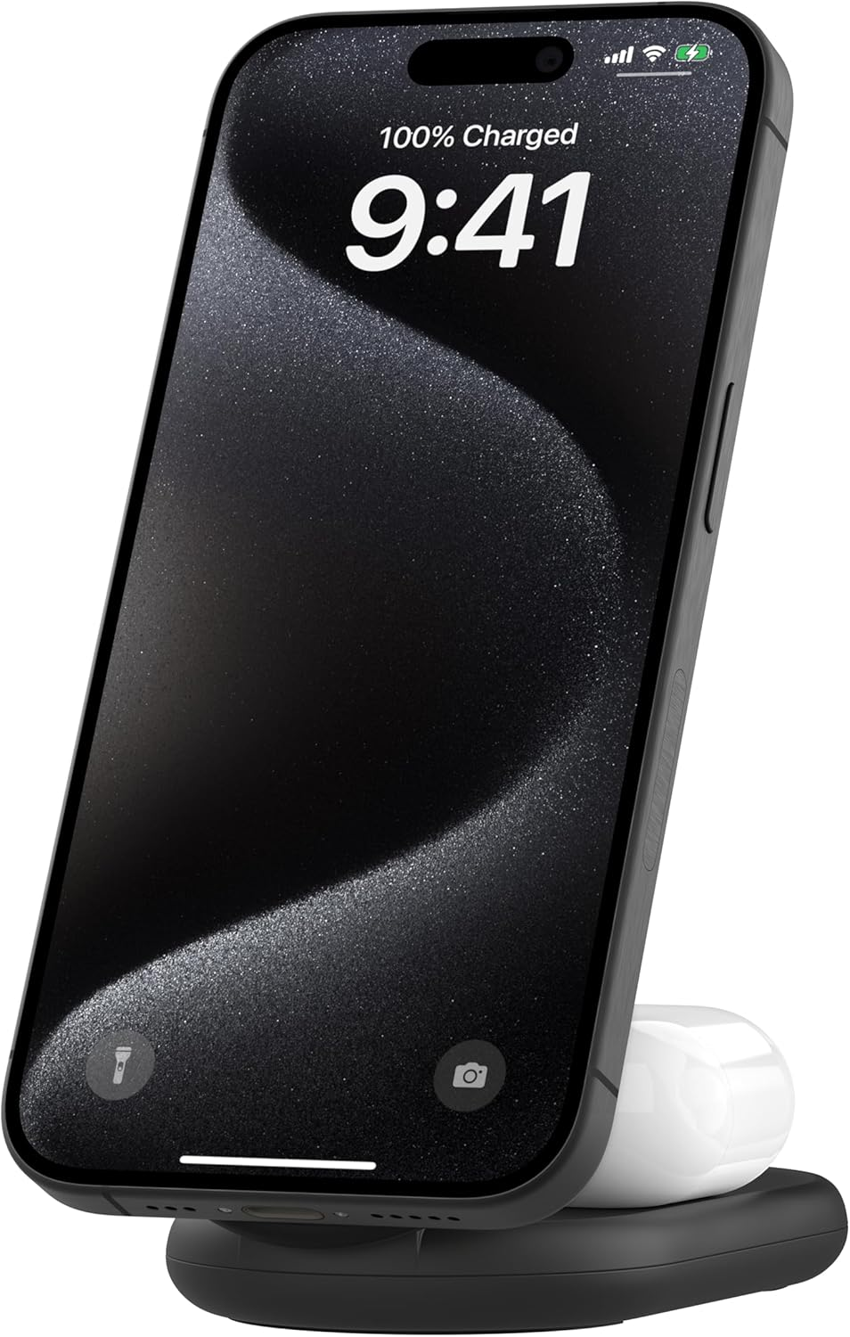 Belkin Wiz028Qcbk 2 in 1 Qi2 Wireless Charging Stand, Compatible with Qi2 Official Certified/Magsafe Smartphone (Up to 15W Fast Charging), Airpods/Wireless Charging Earphones (5W) image number 4