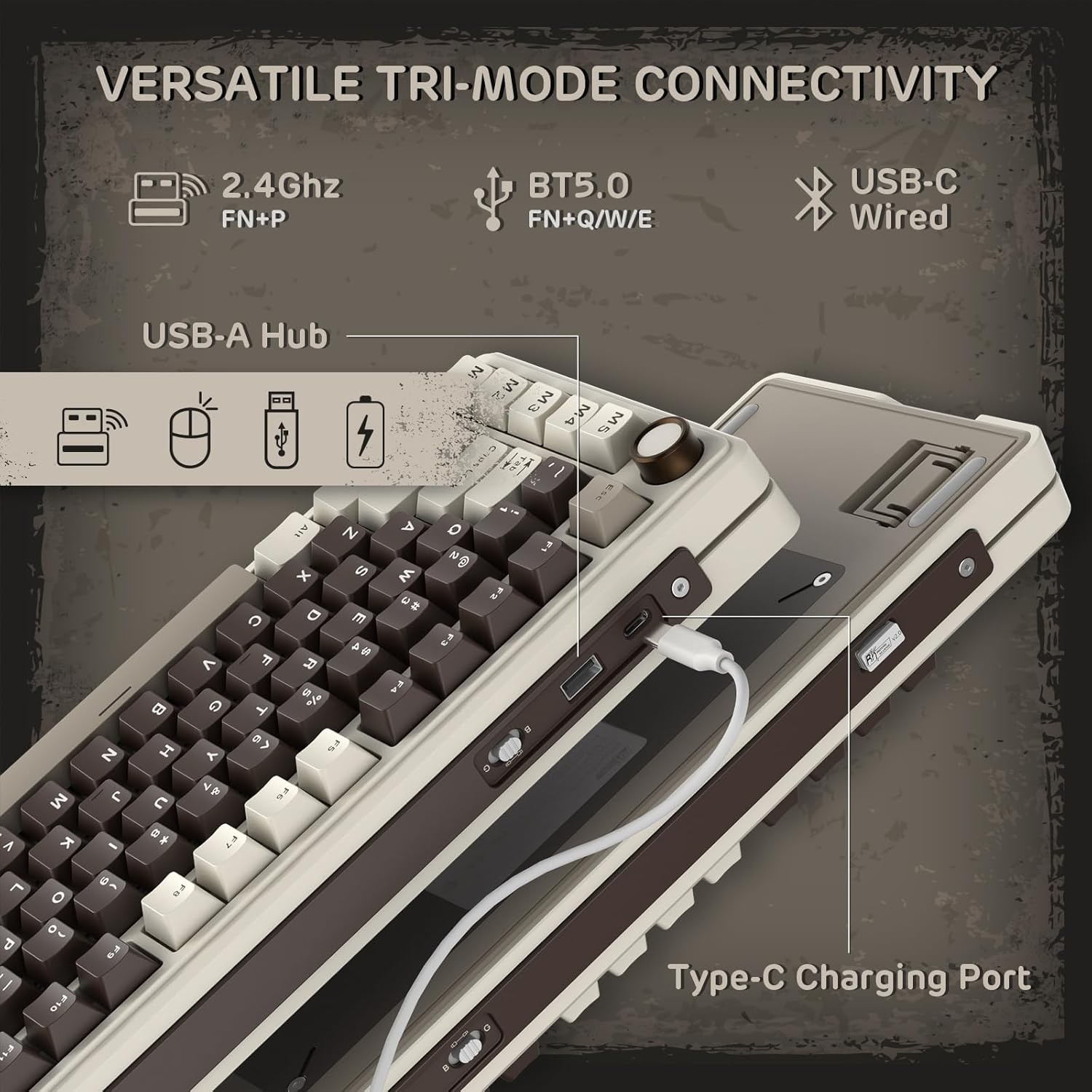 RK ROYAL KLUDGE L75 Gasket Mount Mechanical Keyboard W/Knob/Macro Keys & Touchable Nameplate, Tri-Mode BT/2.4G/USB-C 75% TKL Wireless Keyboard, Hot Swappable, Pro Software, Massive 8000Mah Battery image number 1
