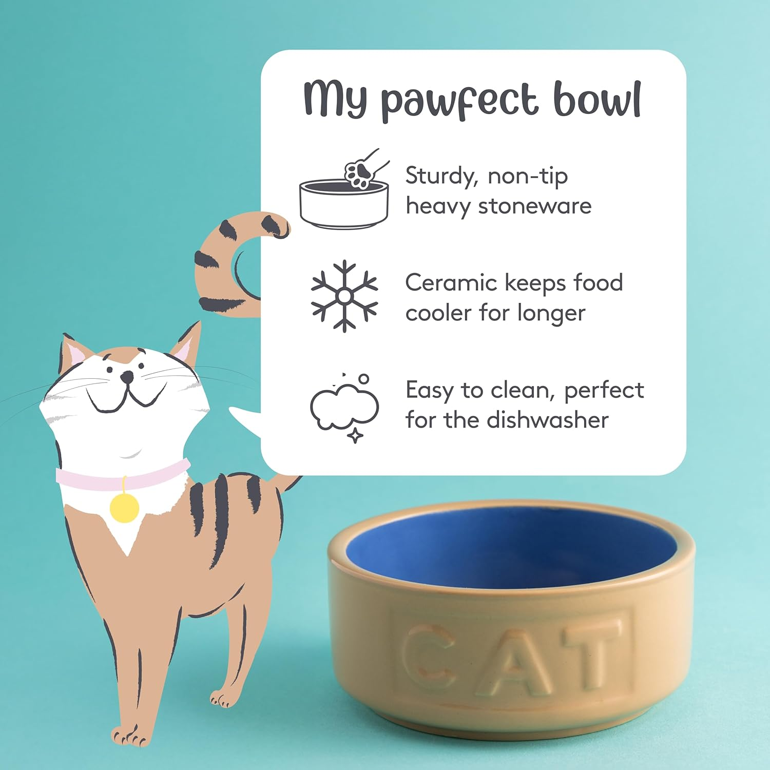 Mason Cash Lettered Cat Bowl Mason Cash Cane, 5 Inch image number 1