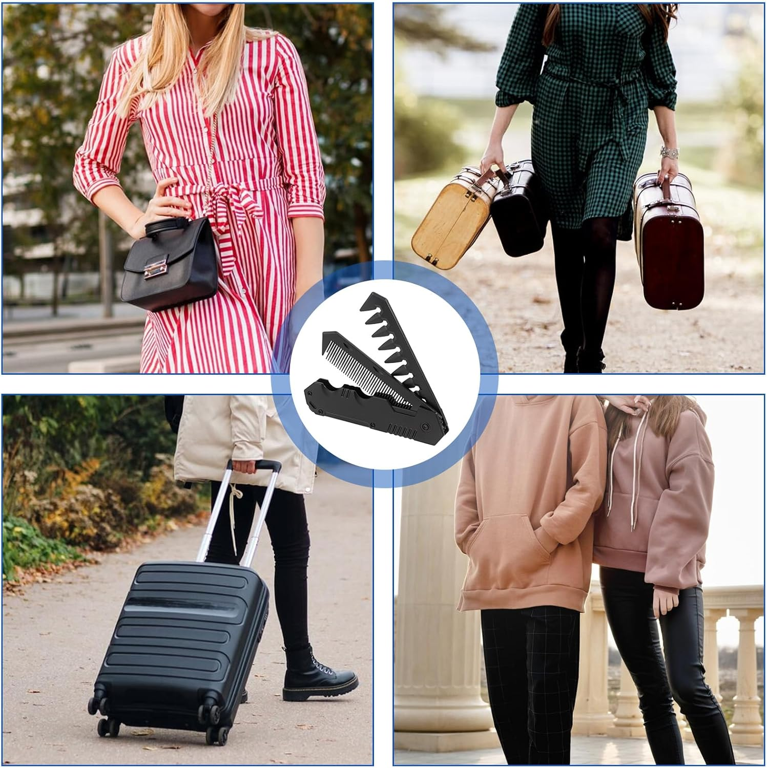 Protable Folding Comb Mens Foldable Hair Comb for Men 2 in 1 Pocket Beard Combs Travel Wide Tooth Size Combs for Groomsmen Father image number 4