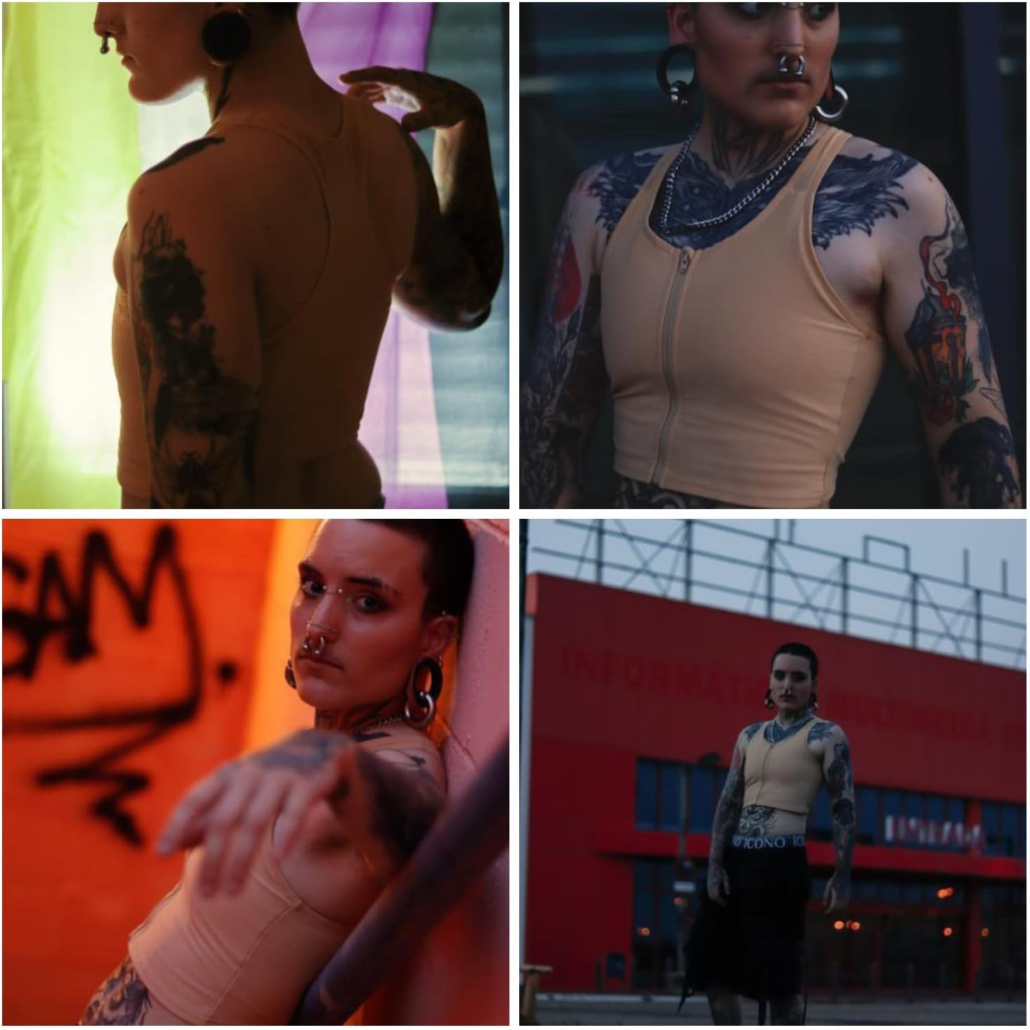 Wonababi Chest Binder, Transgender Stuff with Zipper Half Flat Tank Top for Gynecomastia Cosplay FTM Binder Bra image number 4