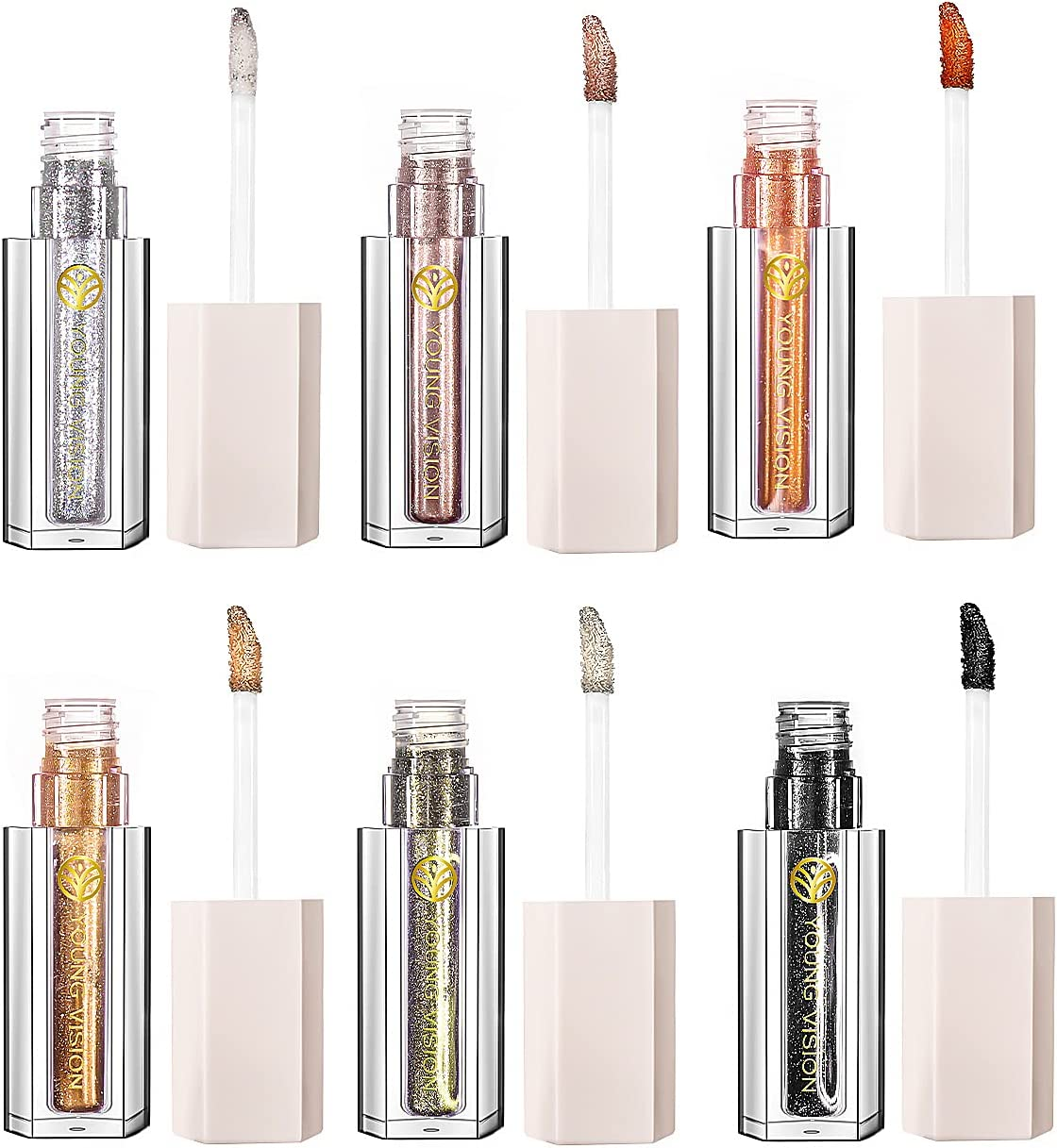 Balee 6PCS Liquid Glitter Eyeshadow, Sparkling Eyes Shadow Metallic Makeup Set with Opaque & Gel-Based Formula Creating Highlighter and Multi-Dimensional Eye Looks (Set B) image number 3