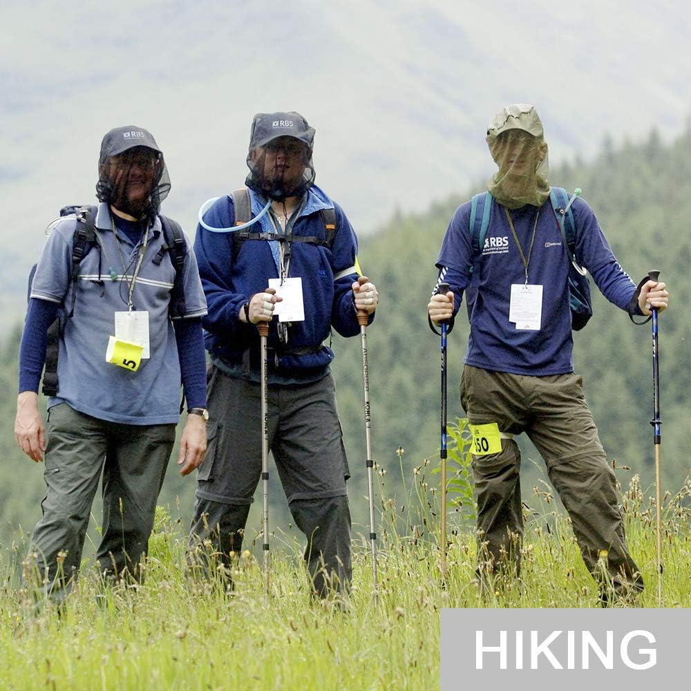 Cinvo Head Net Hat Bug Netting for Bugs, No See Ums, Insects, Gnats & Biting Midges - Spacious Net Room Works over Most Hats - Comes with Free Stock Pouches - Khaki - Grey image number 5