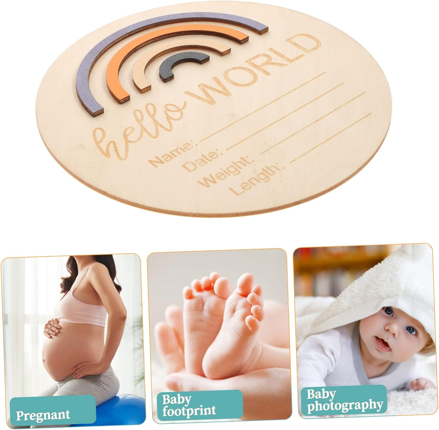 Wooden Month Card Milestone Sign Boy Girl Monthly Photo Prop for Nursery Boys and Girls Bedroom Decor Born image number 5