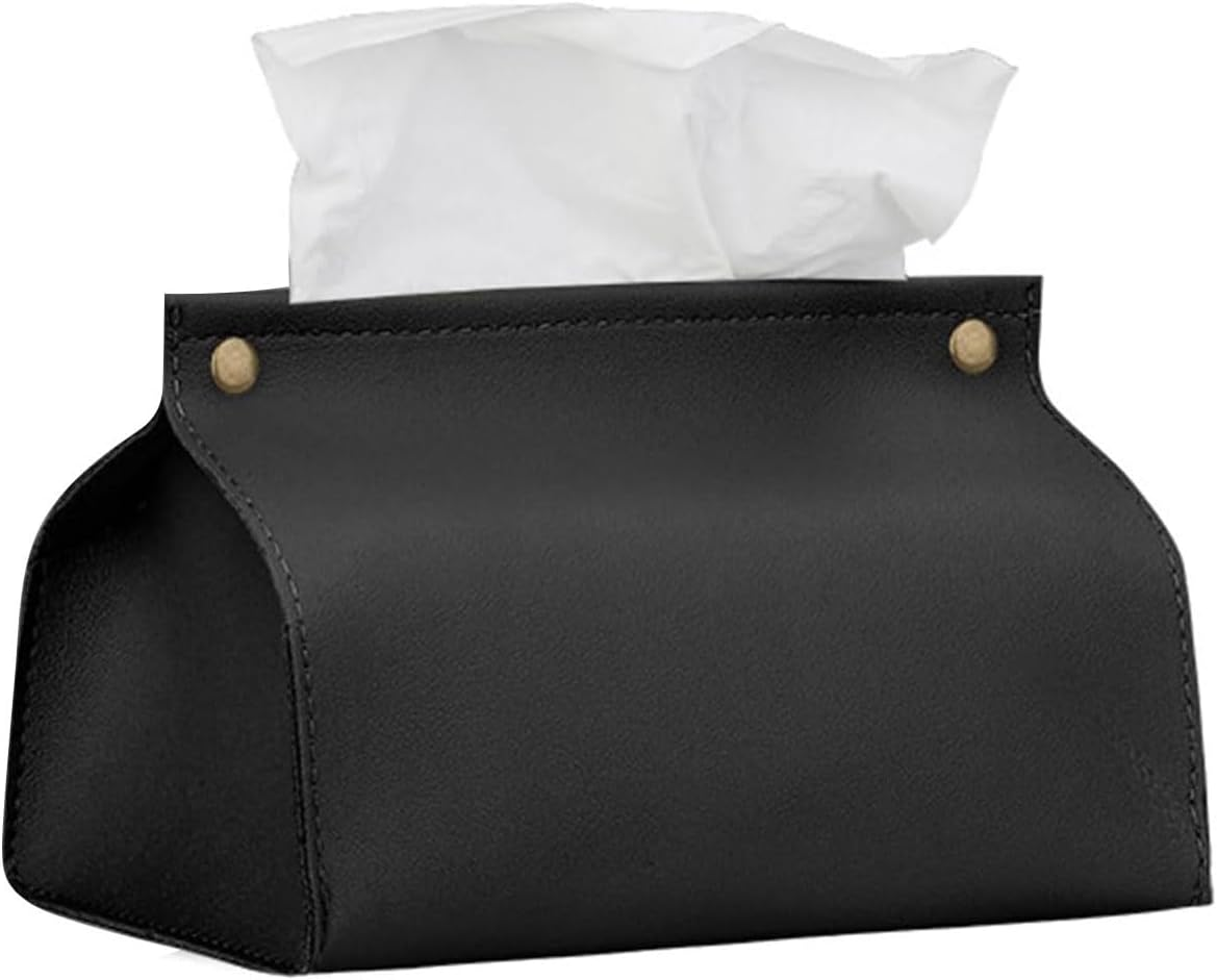Tissue Box Cover, Refined Modern PU Leather Tissue Box Holder Rectangular Tissue Box Covers for Kleenex, Napkin, Tissue Holder for Bathroom Car Home Office (Brown)