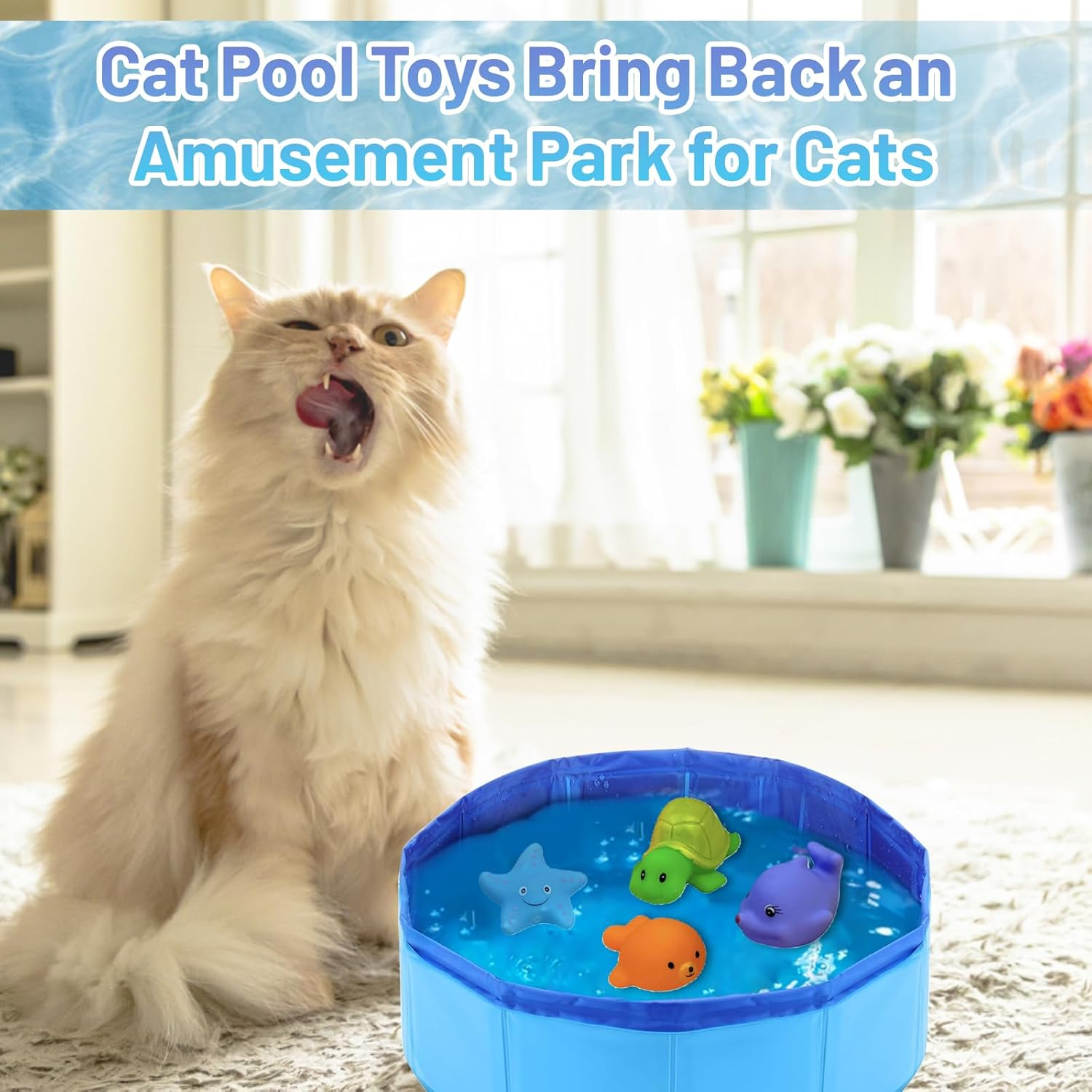Cat Pool, 30 X 10 Cm Non-Slip Cat Tub, Swimming Pool for Dogs and Cats in Summer, Mini Pool for Kittens and Puppies for Playing and Bathing (Blue) image number 5