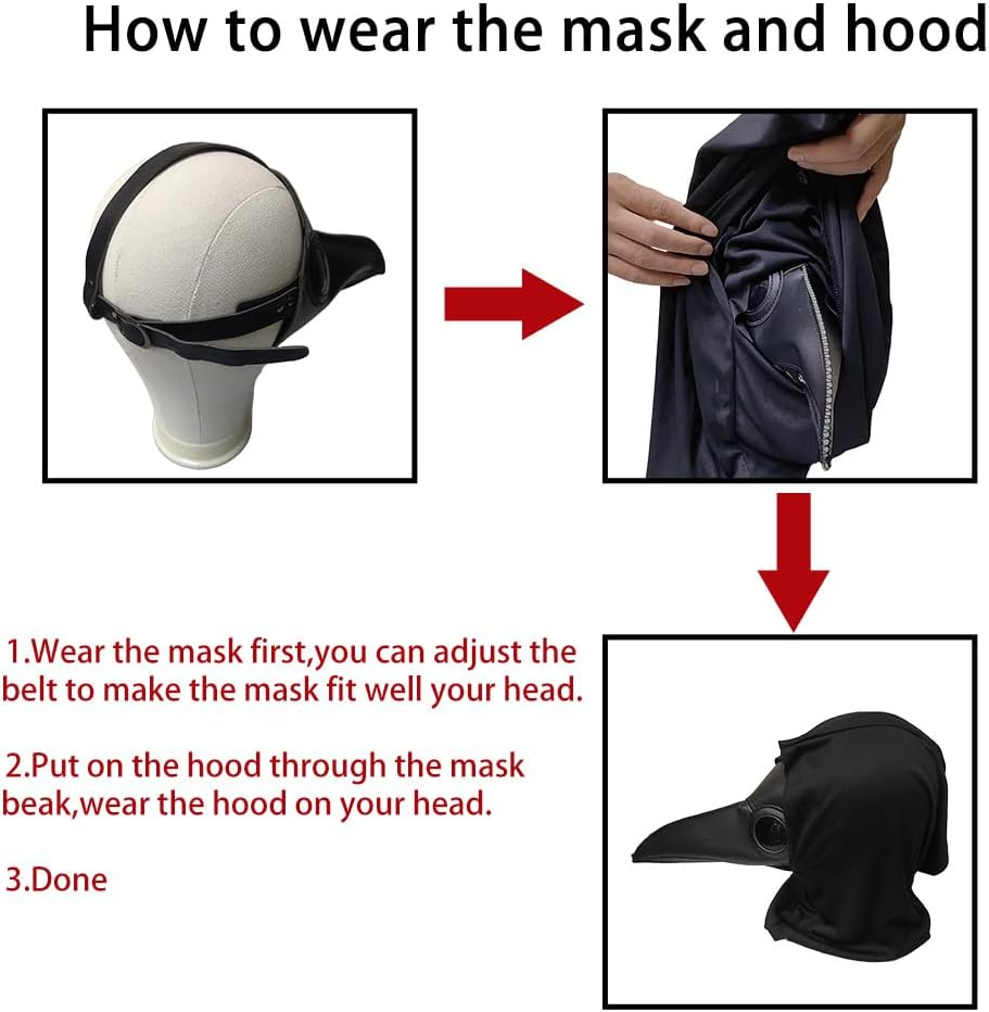 SENLI Plague Doctor Costume for Kids Funny Scary Halloween Costumes for Boys Girls 9 in 1 Set Halloween Outfits image number 1