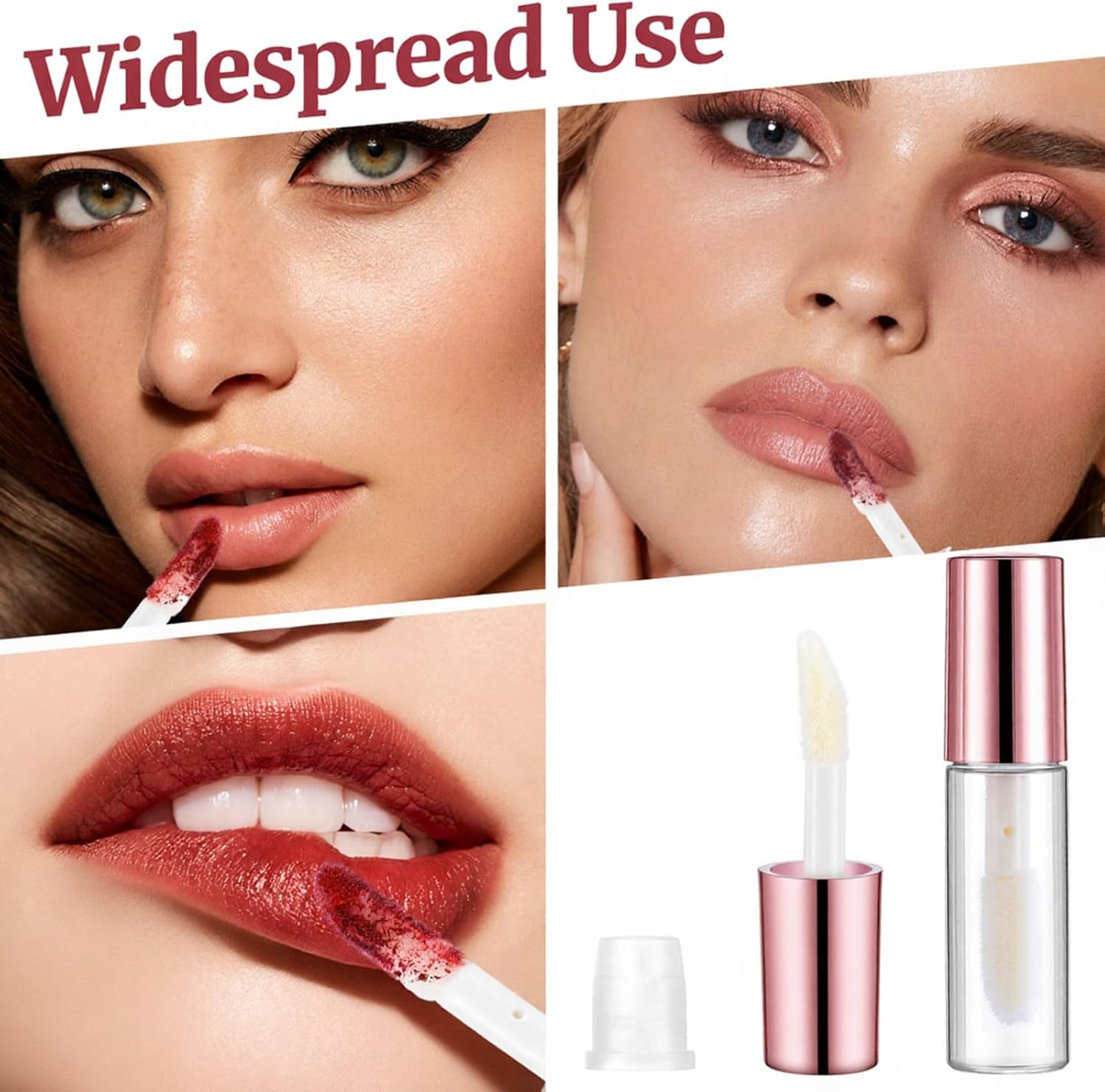 10 Pcs Empty Lip Gloss Tubes, 1.2Ml Mini Refillable Lip Balm Bottles with Rubber Insert and Brush Clear Plastic Lip Balm Gloss Containers for Samples Lips Balms Travel Split and DIY Makeup image number 3