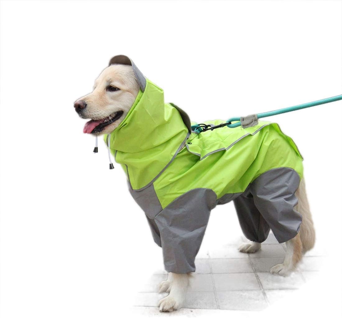Patchwork Raincoat for Dogs, Dog Raincoat, Waterproof 4-Legged Rain Jacket, Pet Raincoat, Dog with Removable Hood for Small, Medium and Large Dogs (26#, Green) image number 1