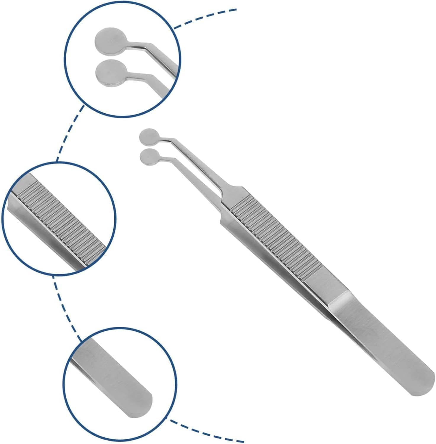 Round Head Eyelid Tarsal Gland Tweezer, 1Pc Stainless Steel Meibomian Gland Expressor, Meibomian Gland Forceps Eyelid Gland Care Tweezer for for Dry Eye image number 2