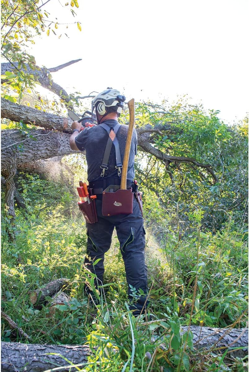 Leather Plastic Lined Burgundy Axe Sheath/Protector/Pouch