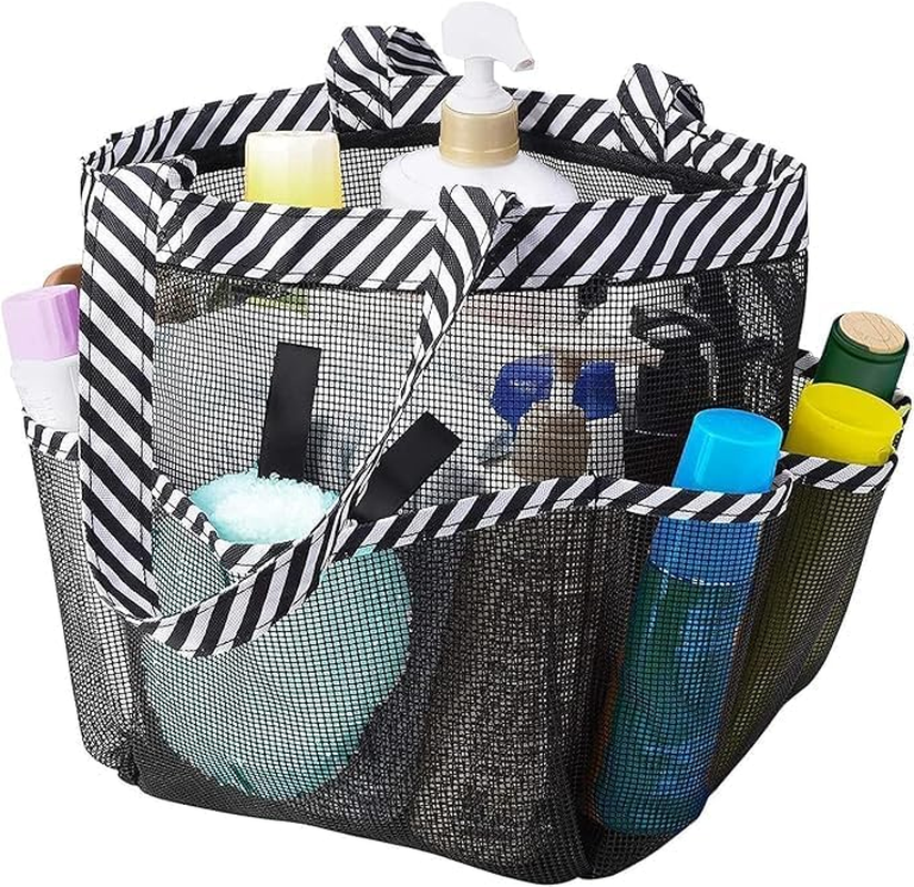 Shuoteng Hanging Shower Caddy, 8 Storage Pockets，Quick Dry Mesh Toiletry Organiser, Grey,Mesh Shower Caddy Tote Bag,Portable Shower Tote Bag for College Dorm image number 3