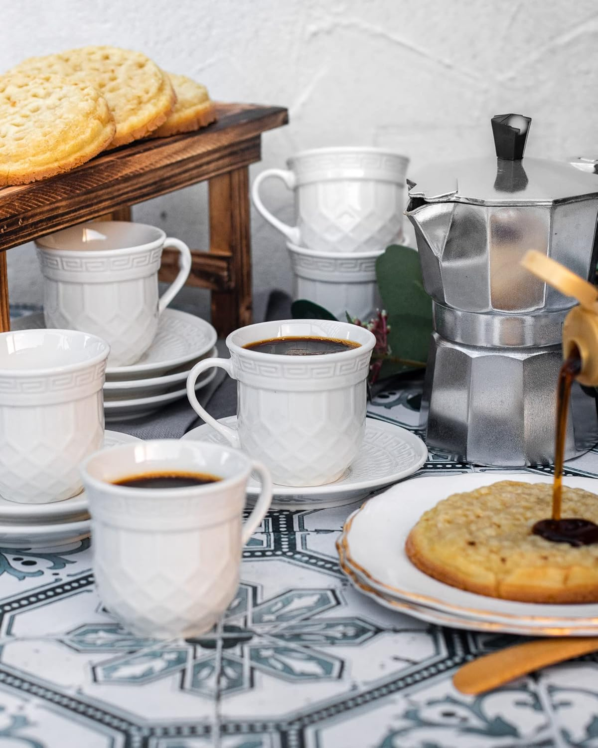 The House of Florence Vintage Alexandria Demitasse Espresso Cups, White, 80 Ml Capacity image number 3