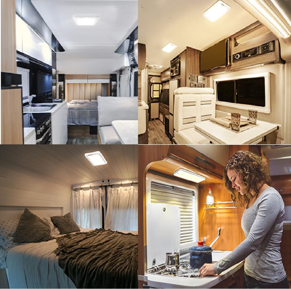 RV Lights Interior 96Leds10W 3 Color Temp with Memory Stepless Dimming Super Bright 12V LED Ceiling Dome Light Panel Light for Caravan Camper Travel Trailer Motorhome Sailboat Yacht (1PACK) image number 1