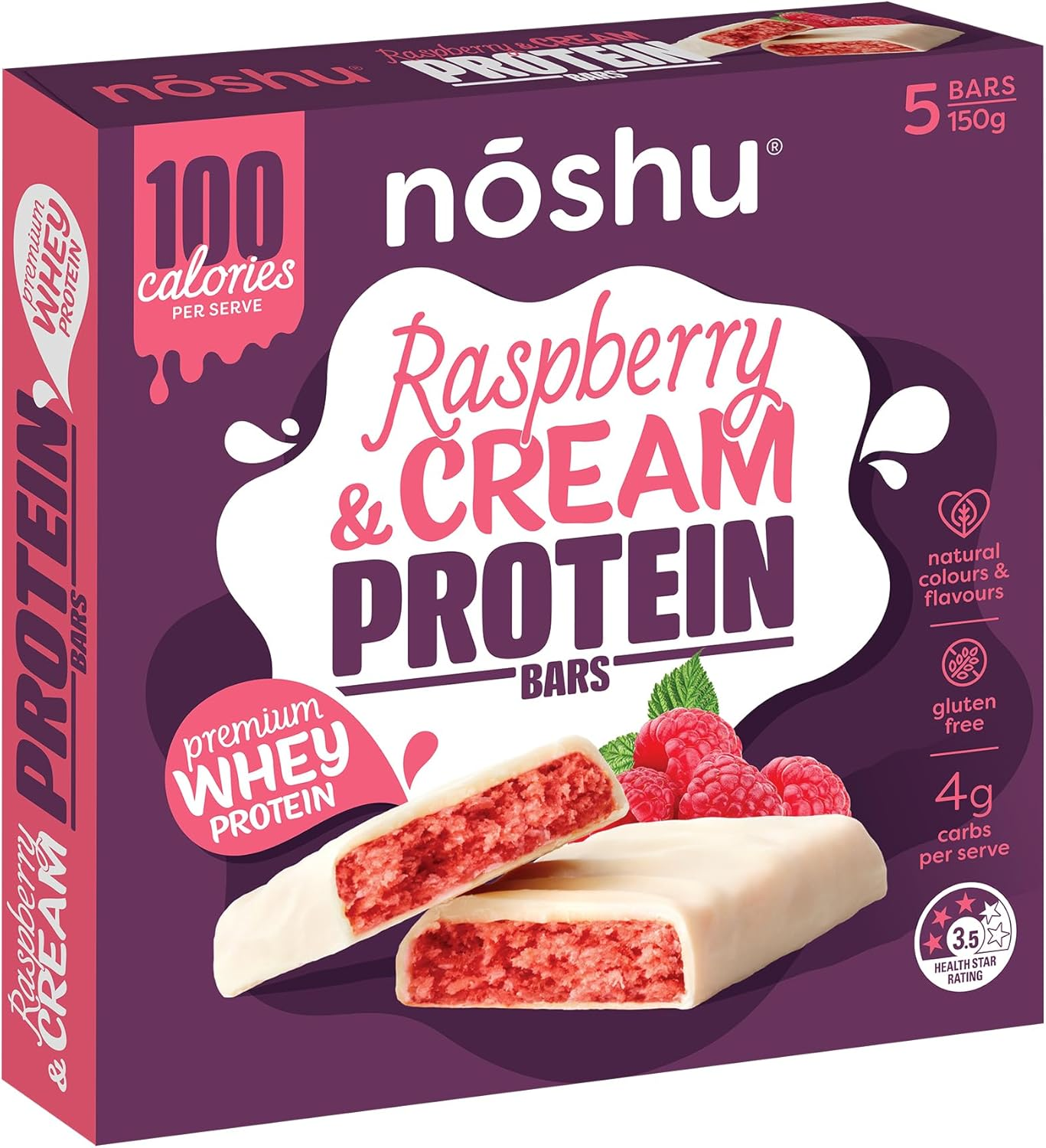 Noshu Raspberry & Cream Protein Bars &ndash; 5 Pack (150G) image number 6