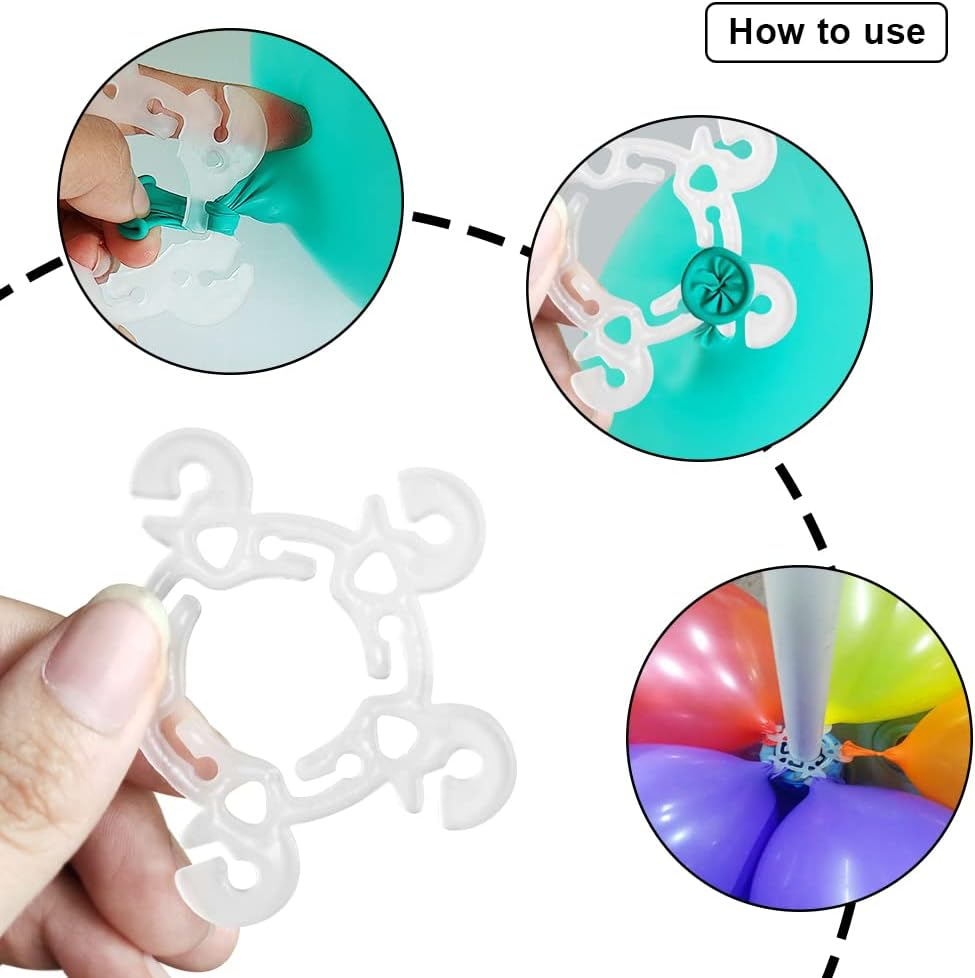 120 Pieces Balloon Clips for Balloon Arch, Balloon Arch Bracket Buckle, Flower Shape Balloon Clips Holders, Balloon Column Stand Balloon Connectors Clips (Clear)