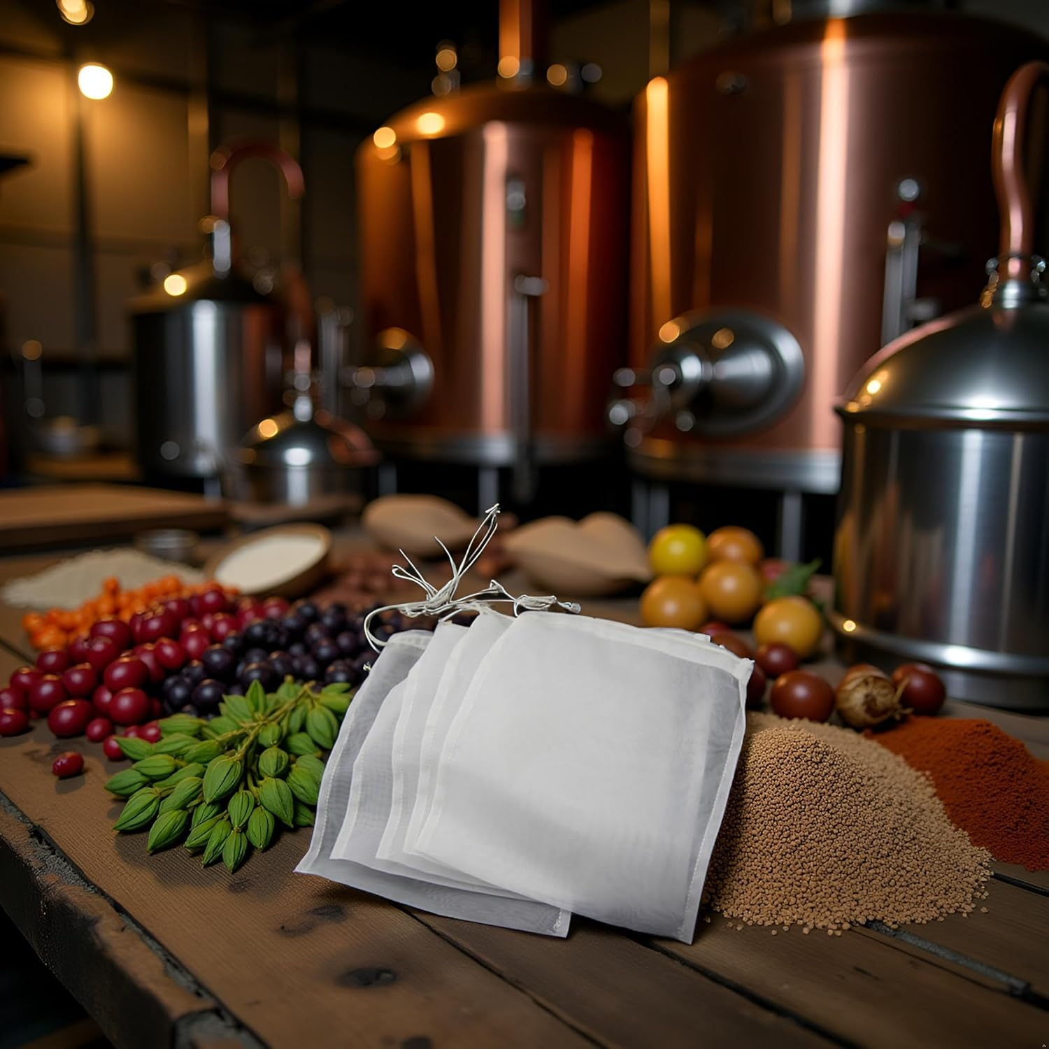 5 Pcs White Nylon Straining Bag - Fine Mesh - Homebrew Beer Wine Cider Dry Hop Beer Brewing Filters and Straining Home Brewing and Wine Making(6 X 7.8 Inch(Width X Height)) image number 5