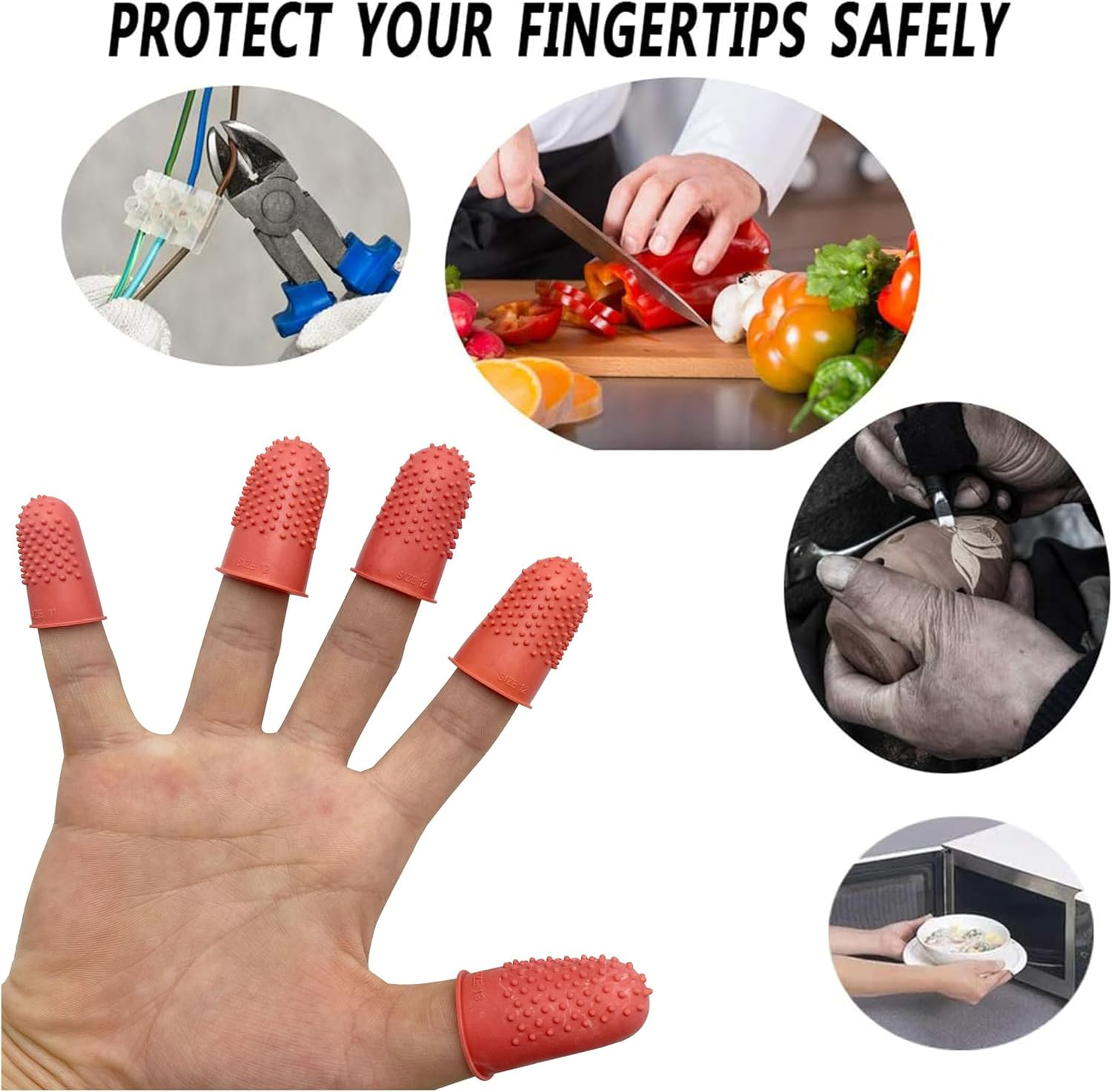 5 Pieces Silicone Finger Gloves,Non-Slip Heat Insulation High Temperature Resistant with Particles Finger Protector,Cut Resistant Finger Cots,For Money Counting Collating Writing Sorting Task image number 4