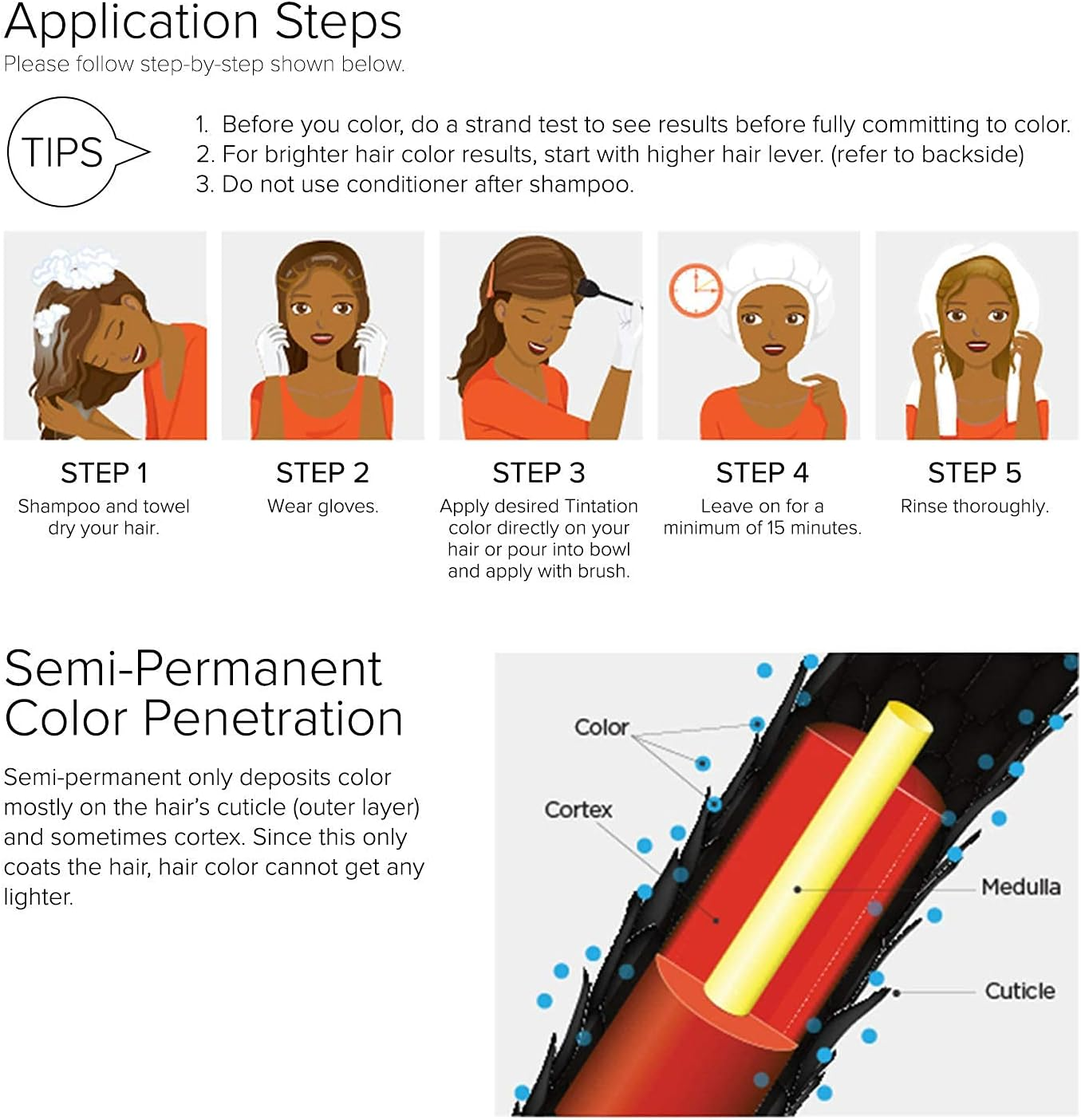 Kiss Tintation Semi-Permanent Hair Color Treatment Jet Black 148 Ml - African Violet image number 4