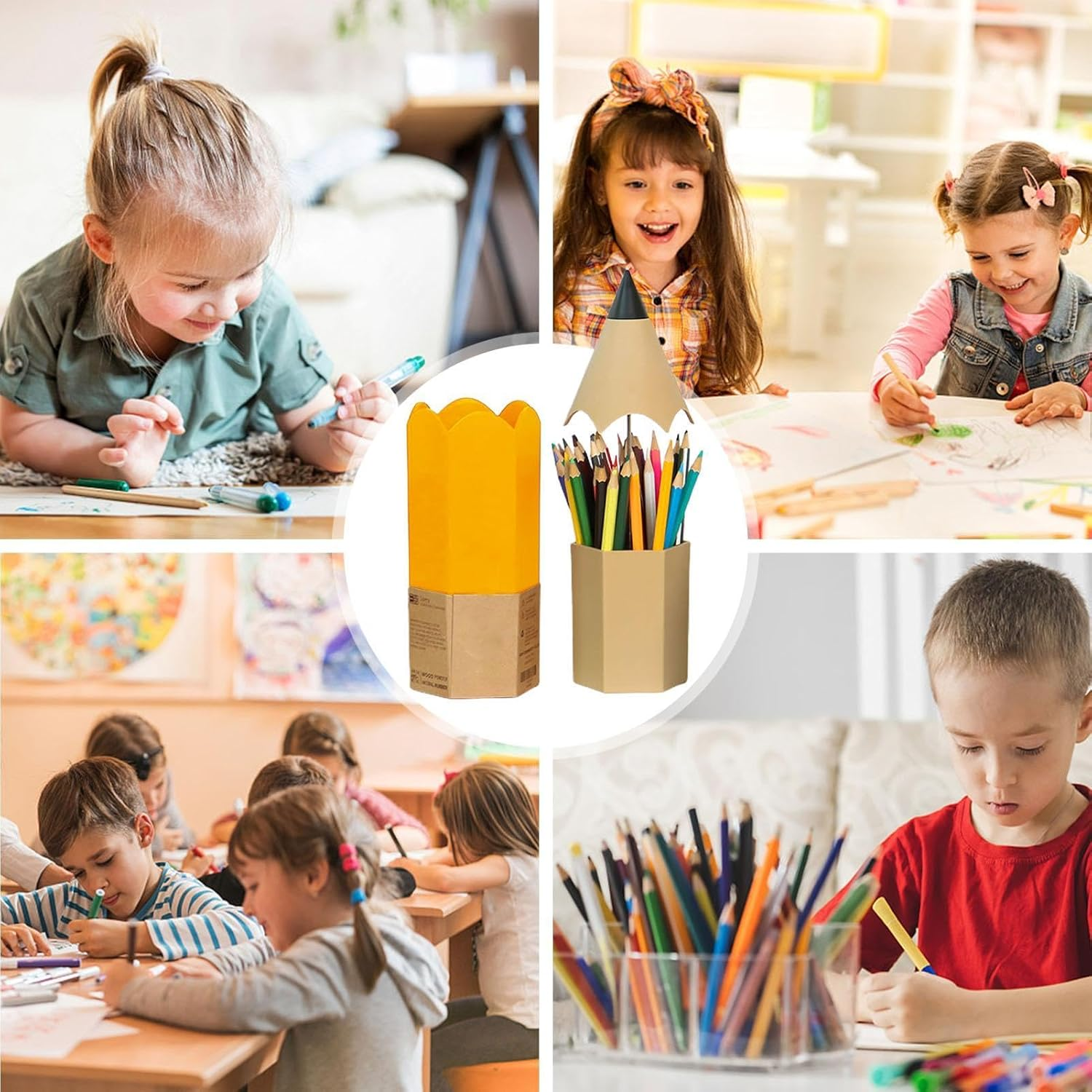 Opilroyn Pencil Holder - Pen Shaped Pencil Dispenser, Office Accessories Pencil Dispenser, Stylish Pen Holder | Creative Pen Dispenser with Dustproof Lid image number 2