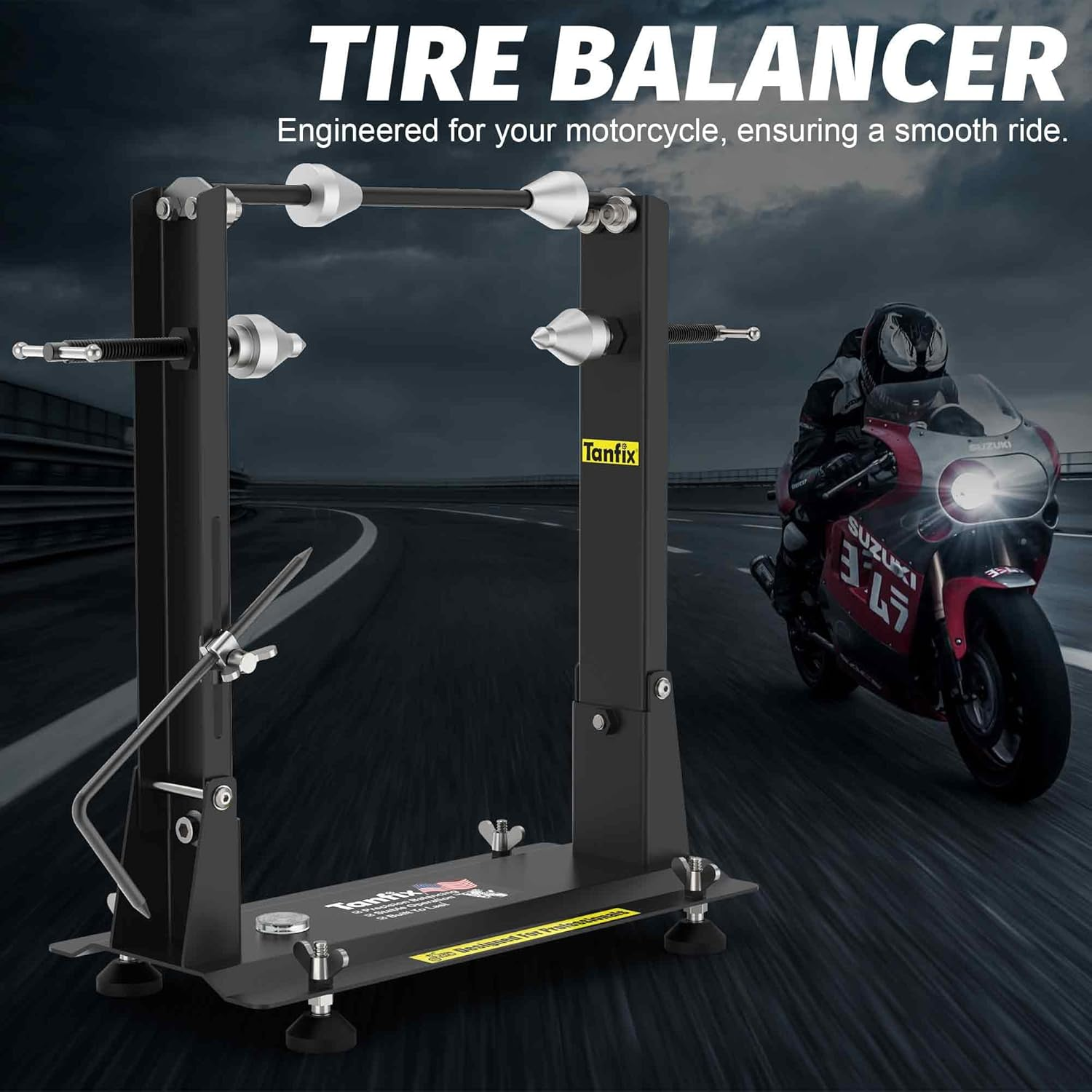 Motorcycle Wheel Balance Stand, Heavy-Duty Single-Axle Wheel Balancing Tool for Static & Dynamic Tire Alignment, Balancer for Sport and Dirt Bike Wheels (Heavy-Duty Version)