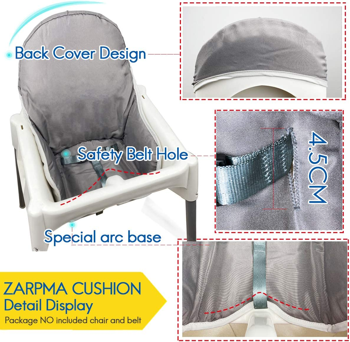 ZARPMA Seat Covers Cushion for IKEA Antilop Highchair, Washable Foldable Baby Highchair Cover IKEA Child Chair Cushion image number 4